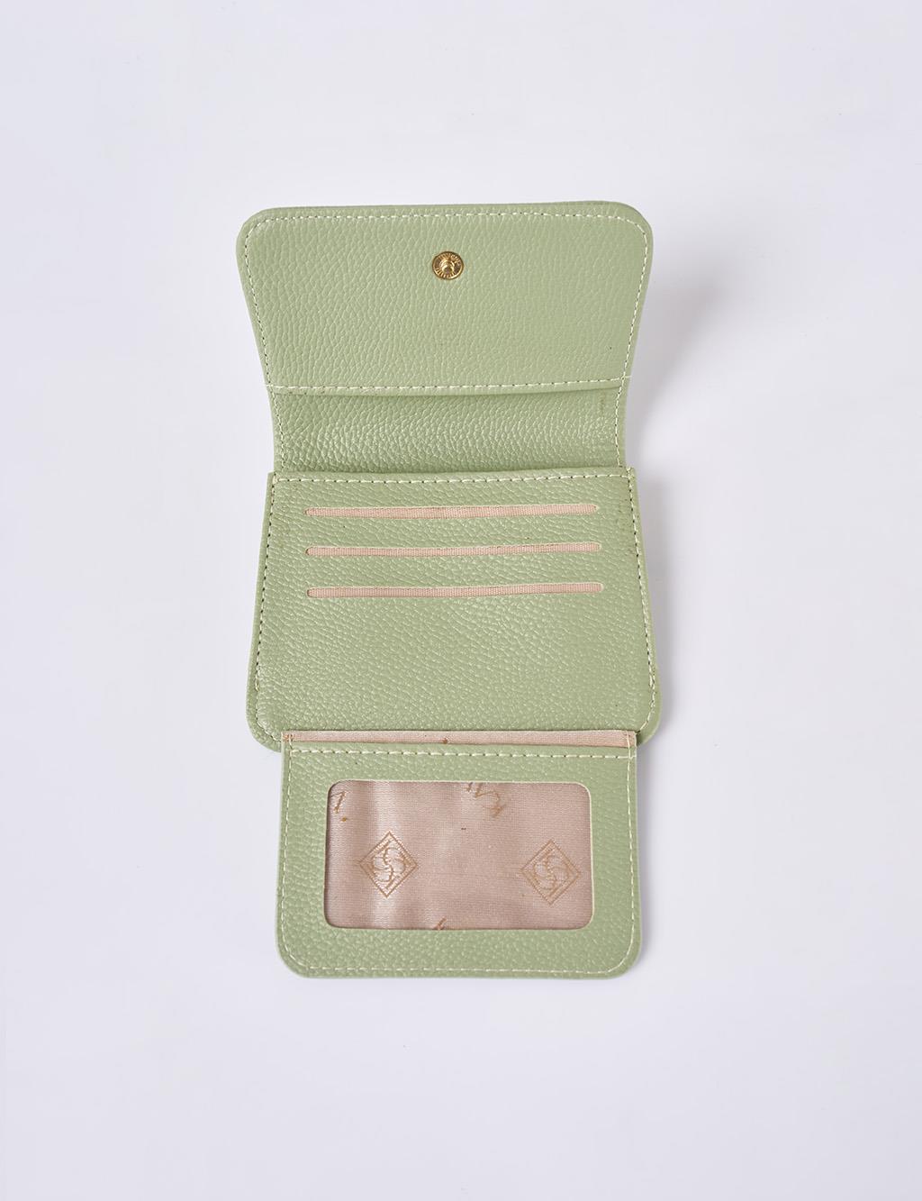 Faux Leather Square Wallet in Mint
