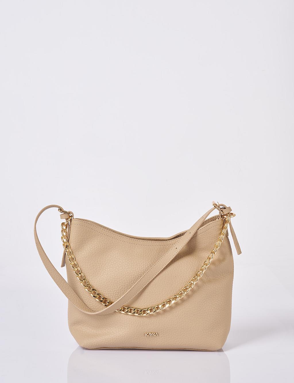 Chain Detailed Shopper Bag Cream