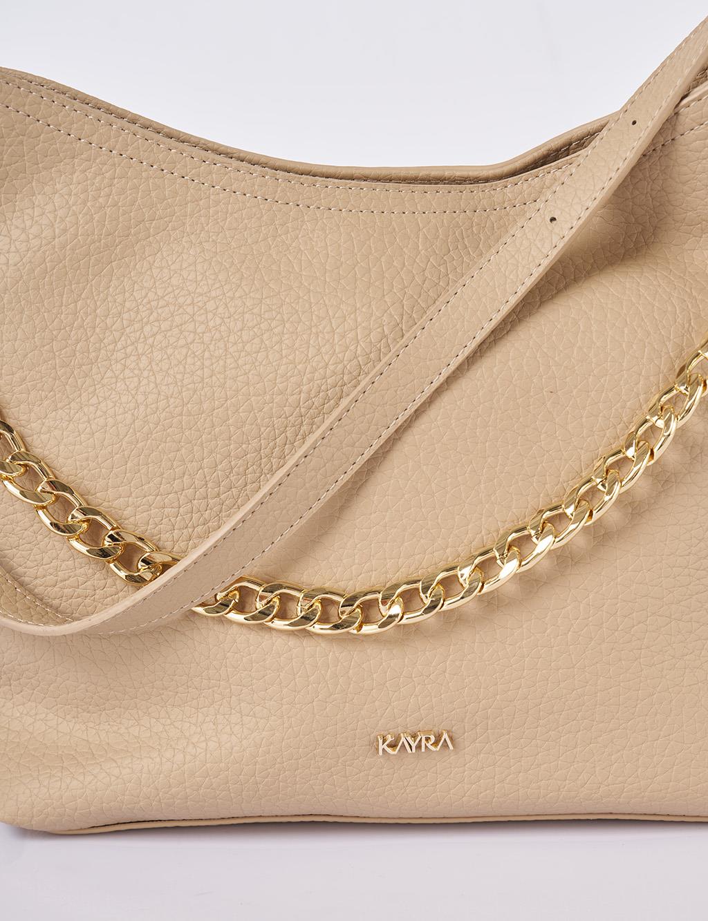 Chain Detailed Shopper Bag Cream