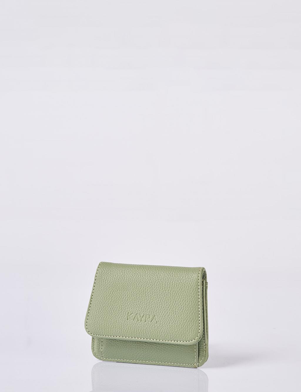 Faux Leather Square Wallet in Mint