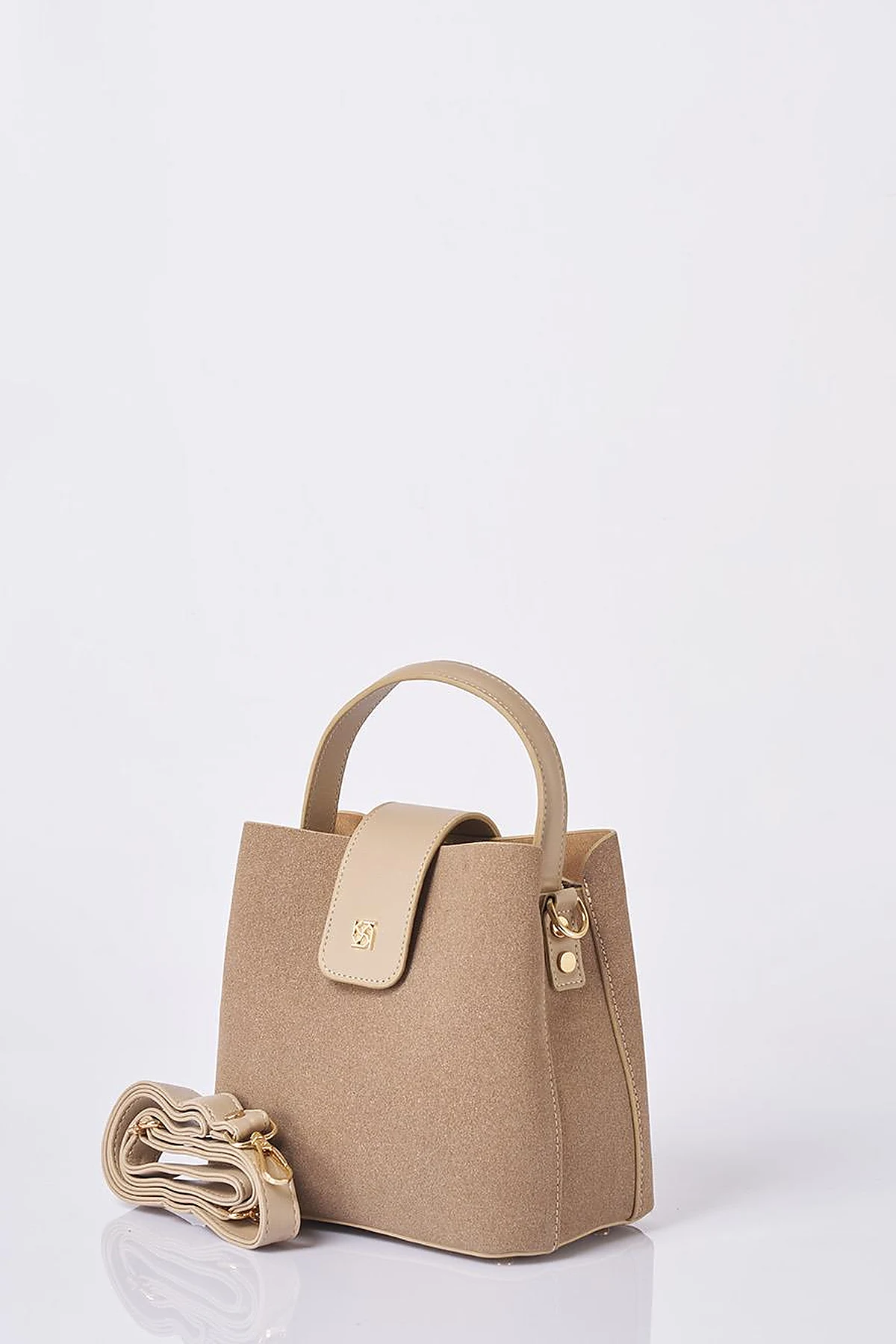 Nubuck Bag with Cover in Dark Mink