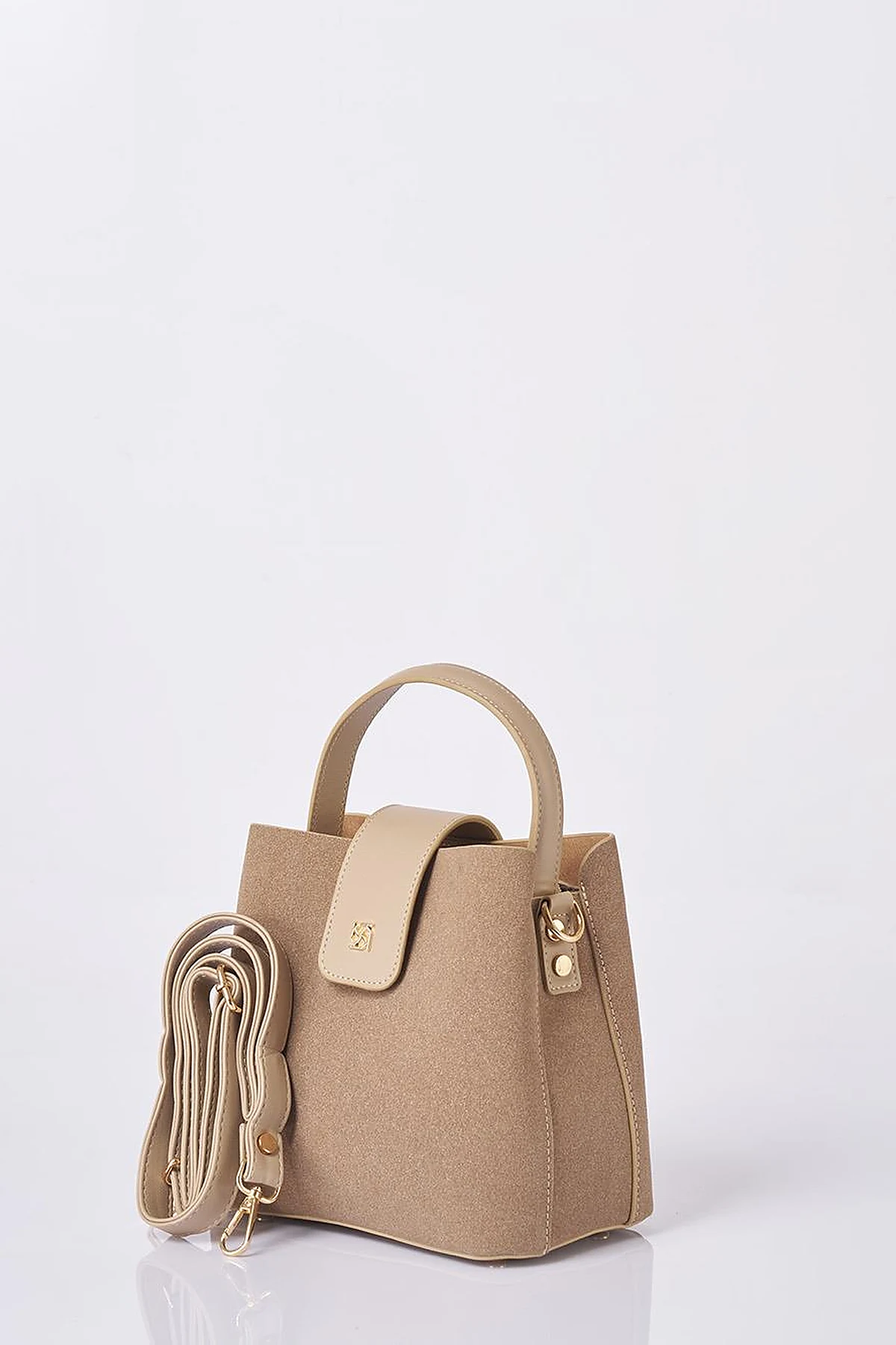 Nubuck Bag with Cover in Dark Mink