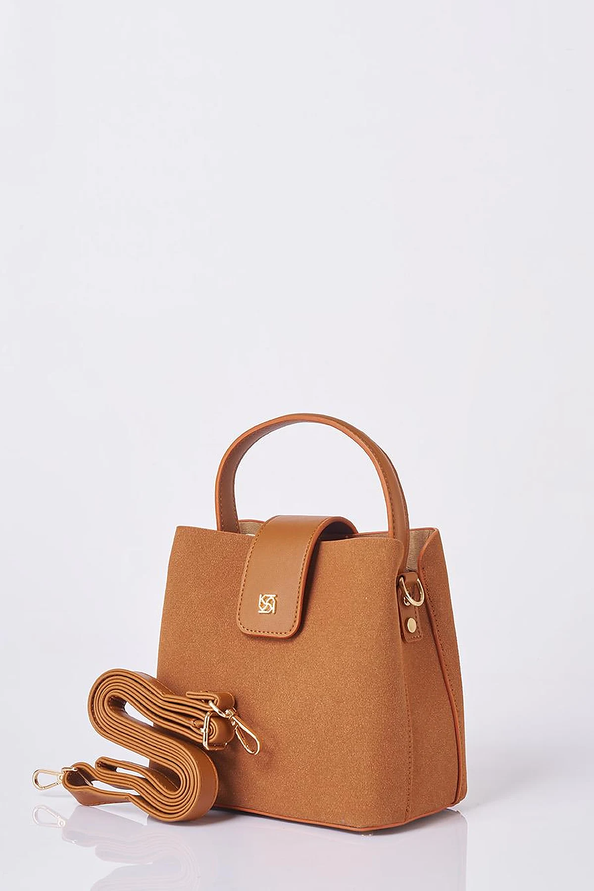 Nubuck Bag with Cover in Tan
