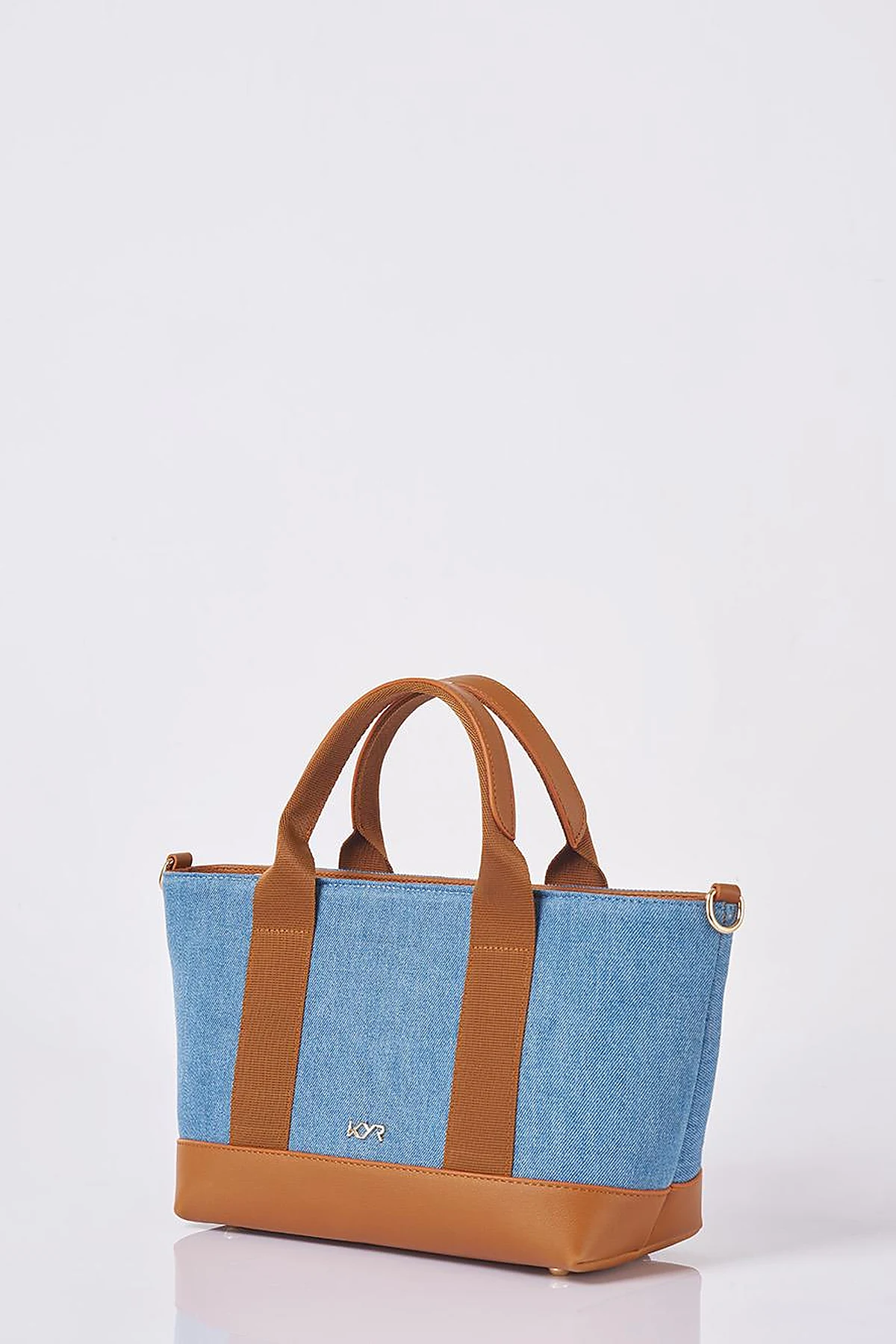 Logolu Denim Çanta İndigo 