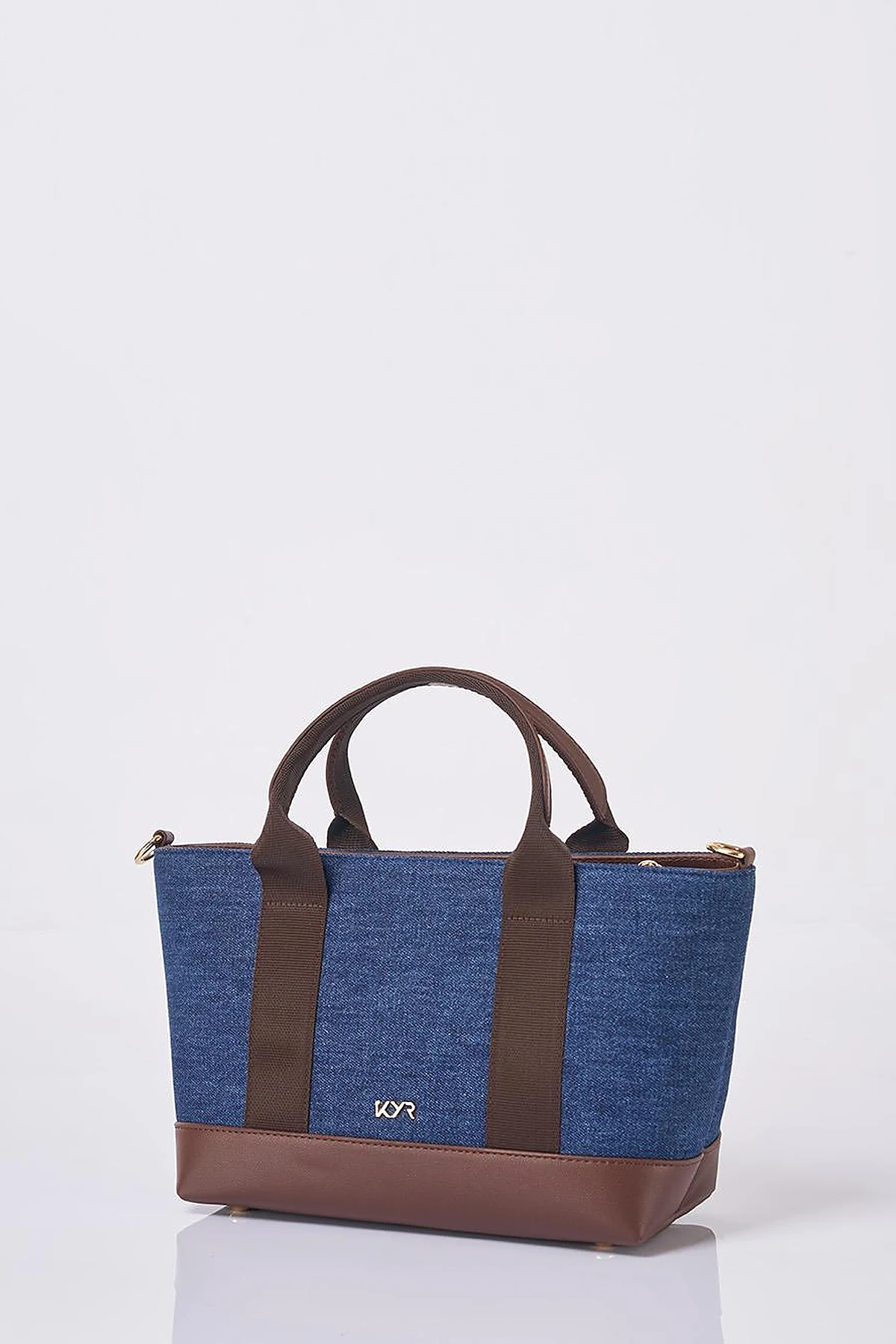 Logolu Denim Çanta Lacivert 