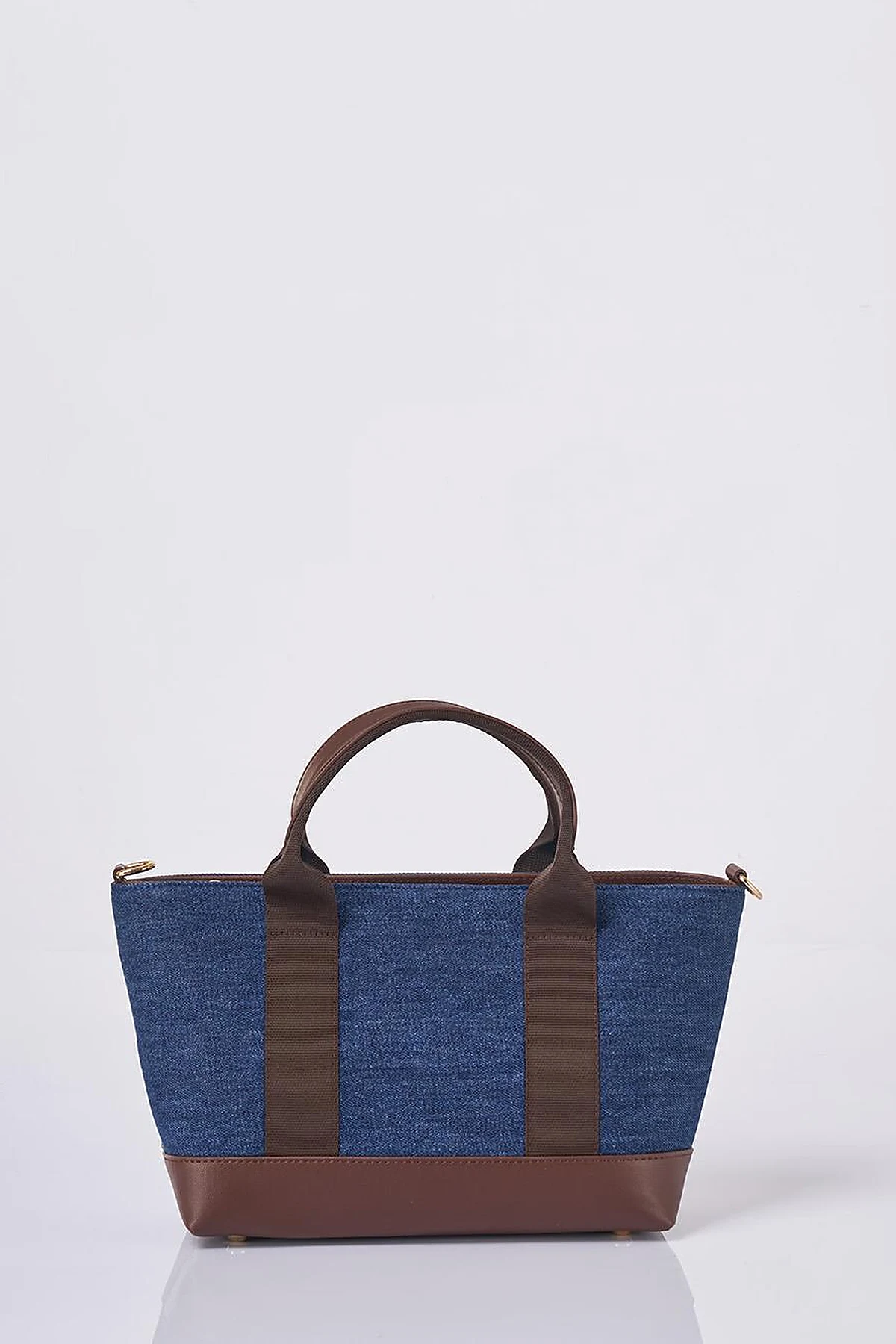 Logolu Denim Çanta Lacivert 