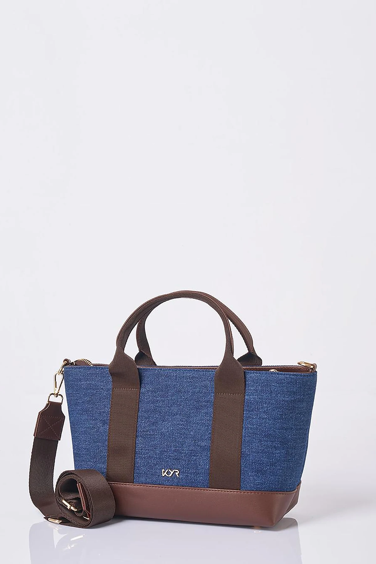 Logolu Denim Çanta Lacivert 