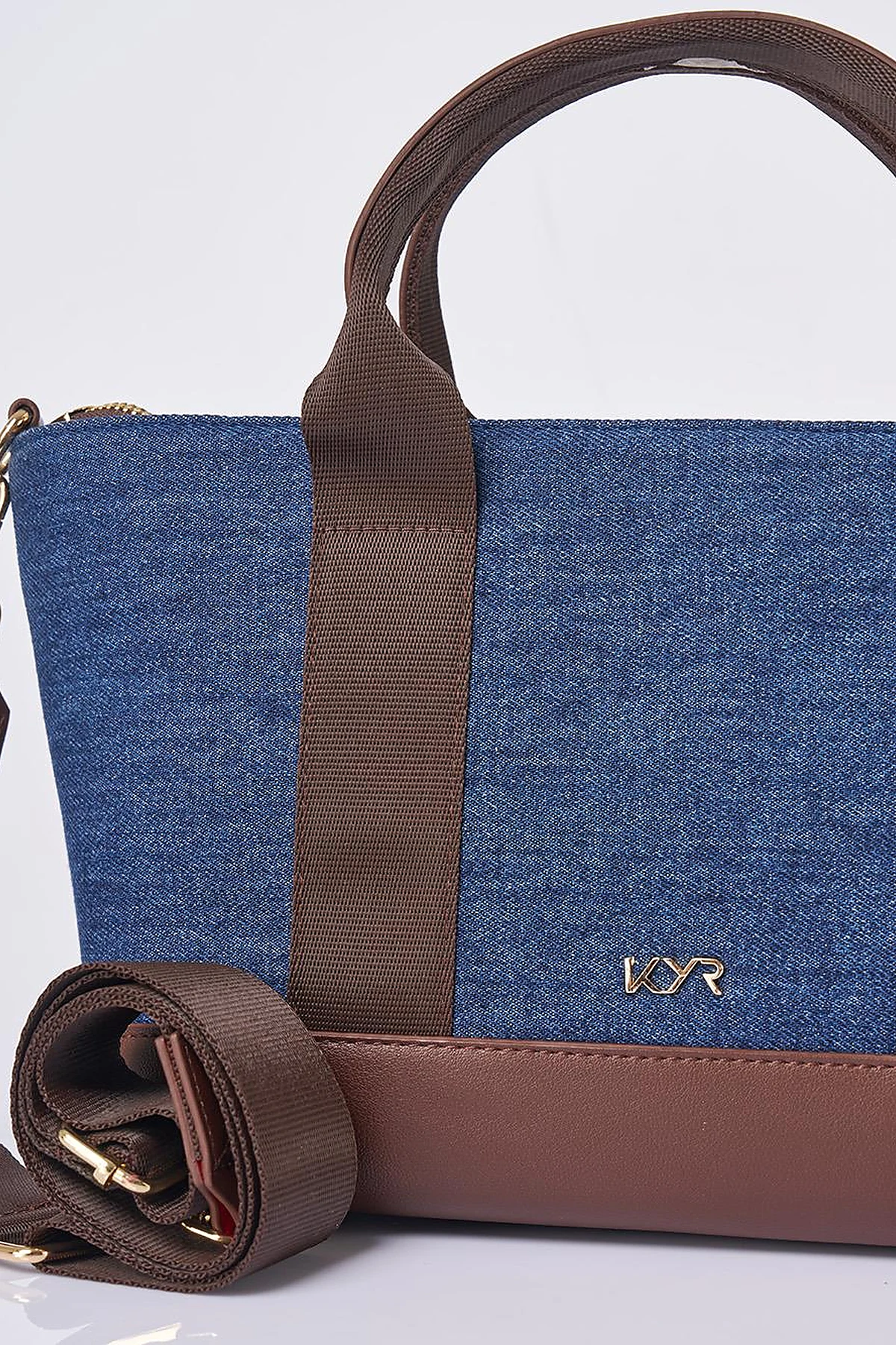 Logolu Denim Çanta Lacivert 