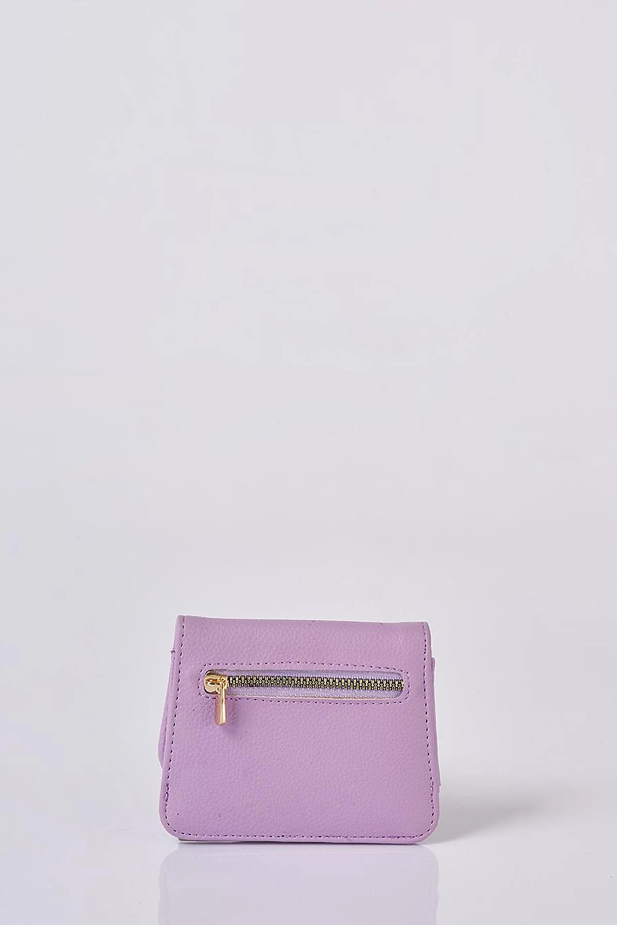 Faux Leather Square Wallet in Cream