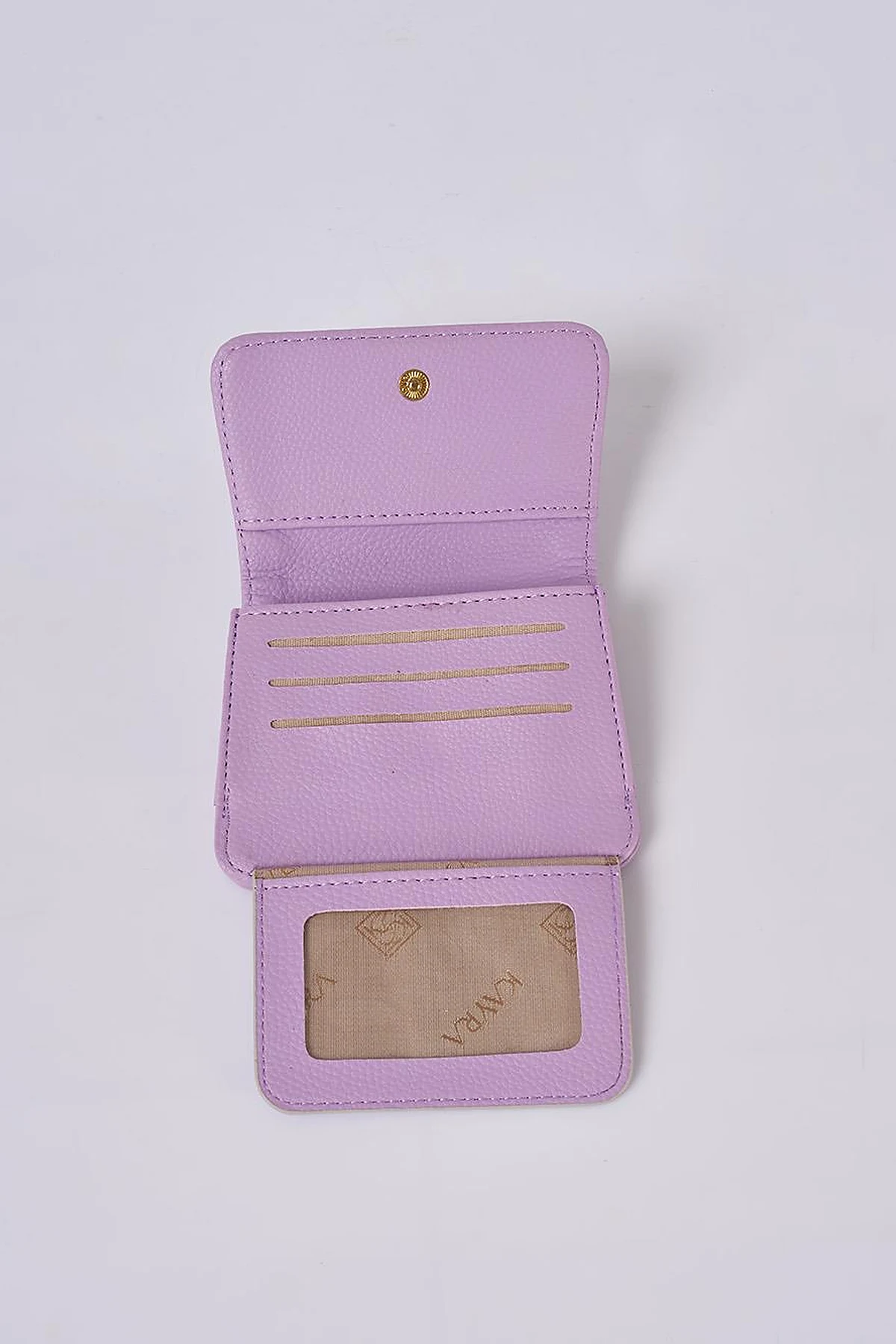 Faux Leather Square Wallet in Cream
