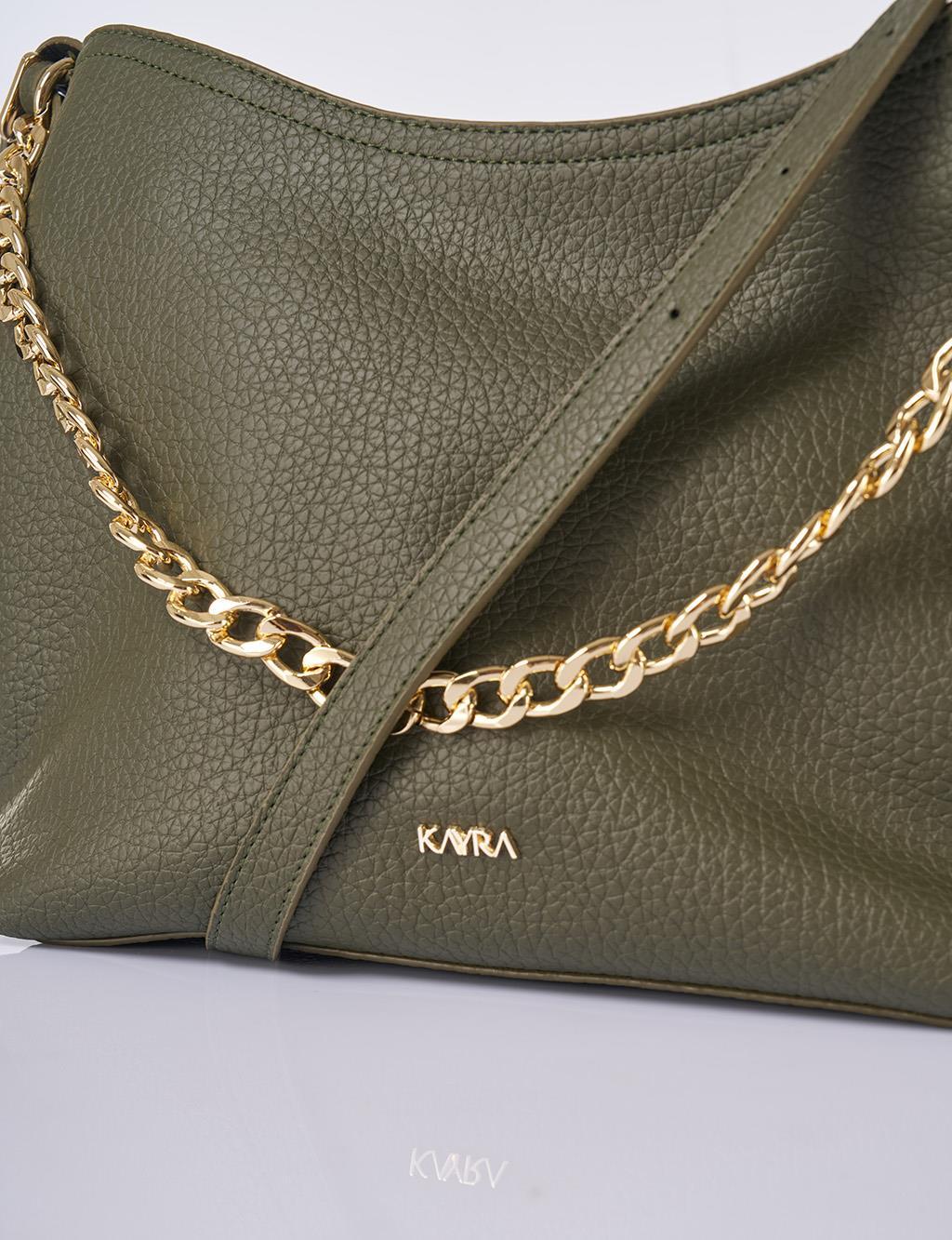 Chain Detailed Shopper Bag Khaki