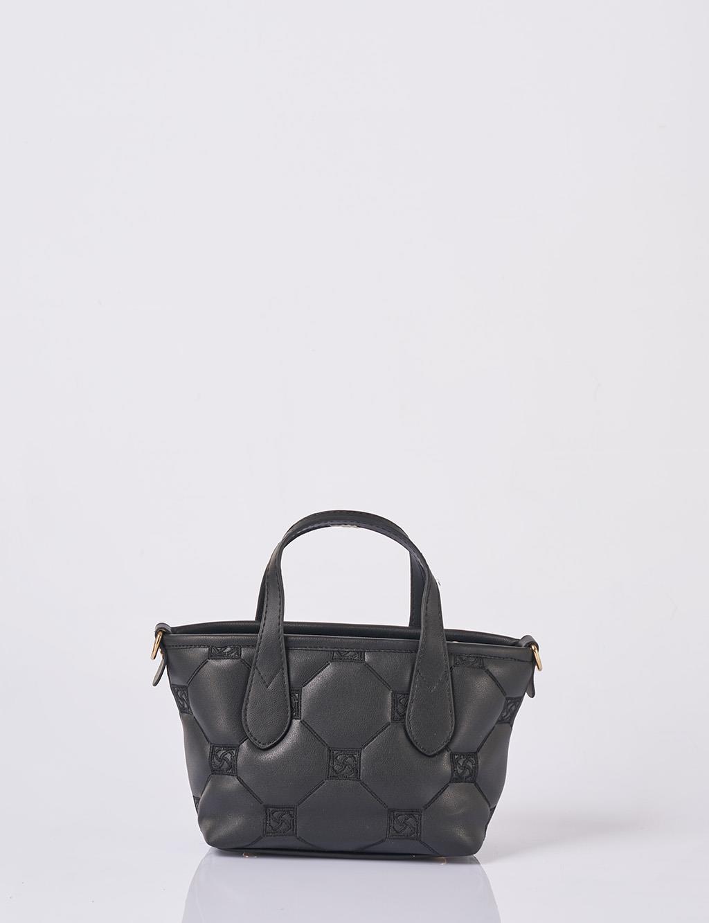 Monogram Logo Embroidered Tote Bag in Black