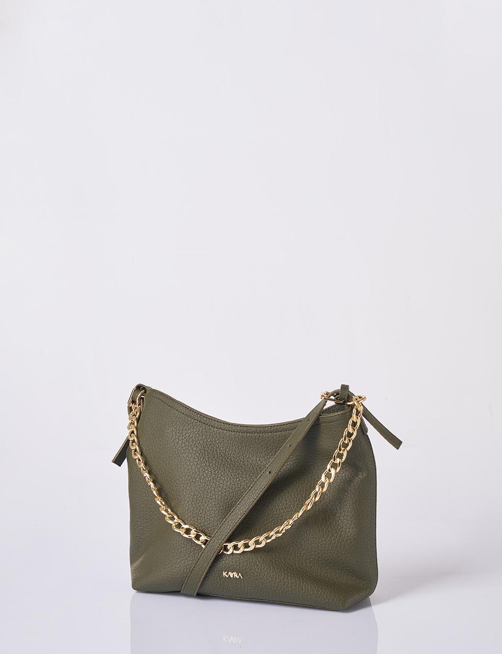 Chain Detailed Shopper Bag Khaki