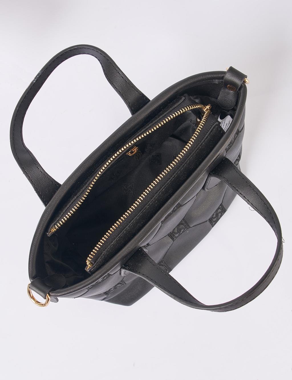 Monogram Logo Embroidered Tote Bag in Black