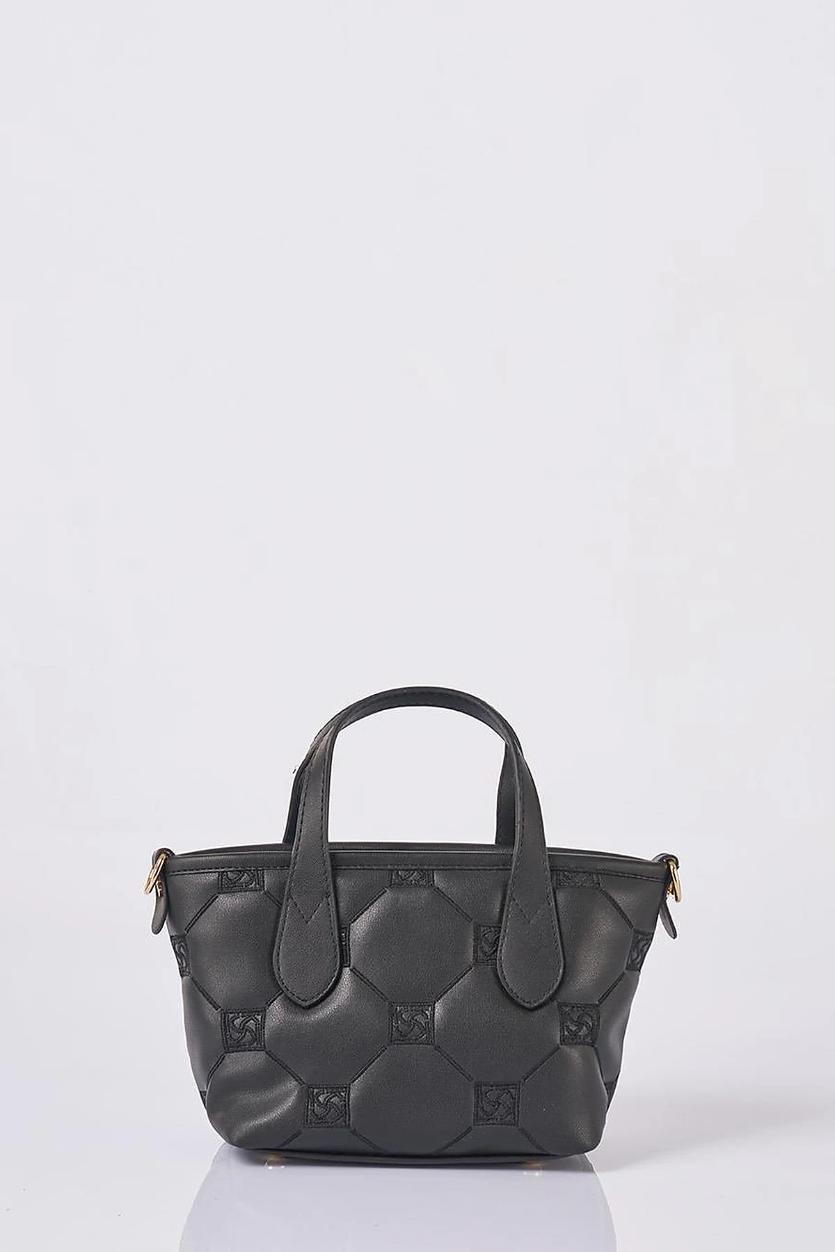 Monogram Logo Embroidered Tote Bag in Black