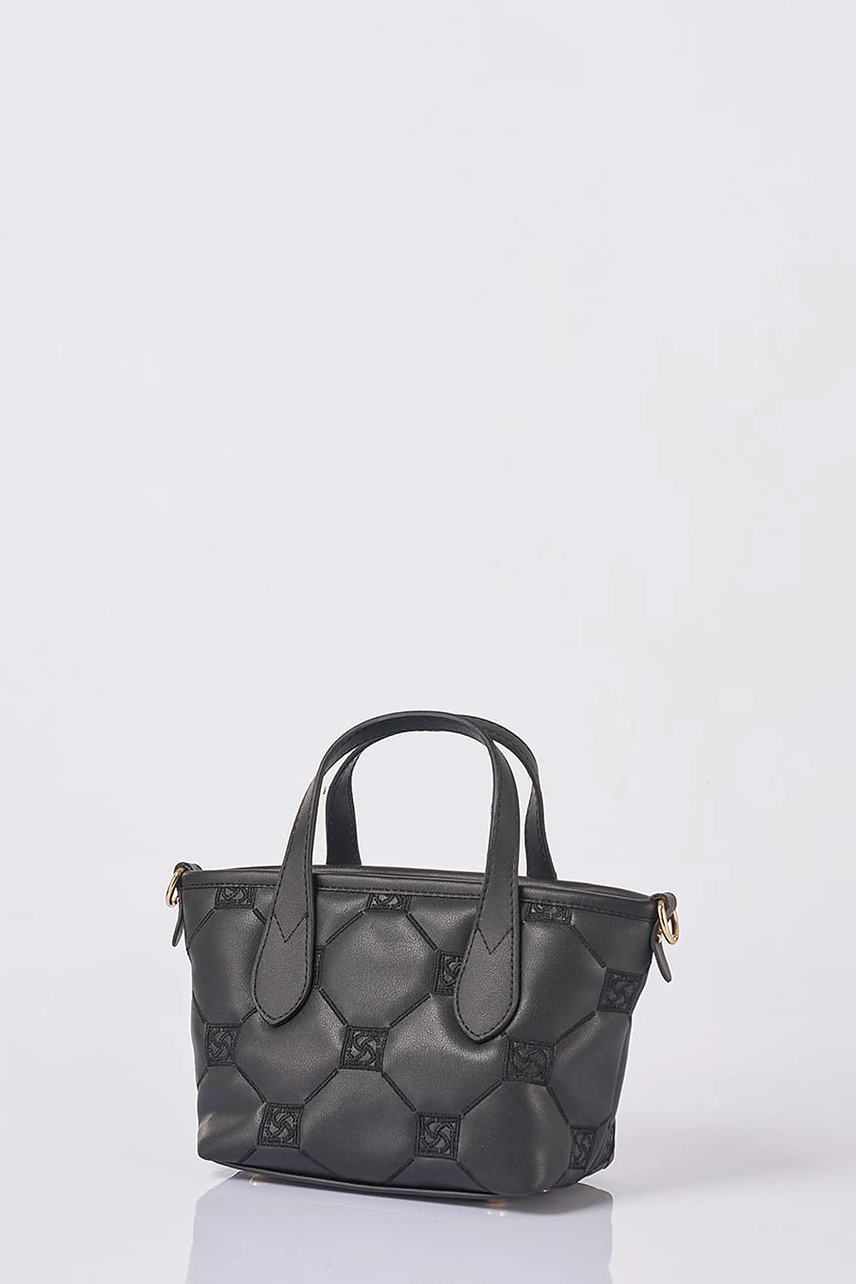 Monogram Logo Embroidered Tote Bag in Black