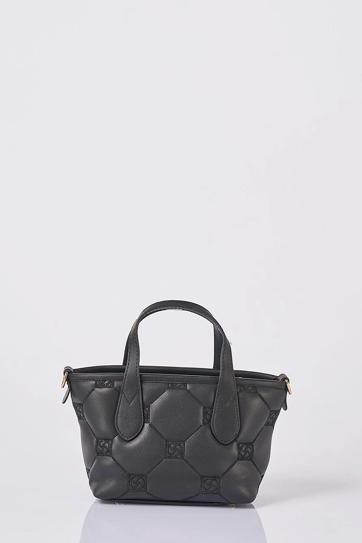 Monogram Logo Embroidered Tote Bag in Black