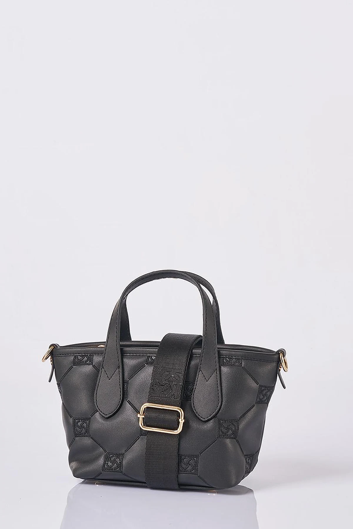 Monogram Logo Embroidered Tote Bag in Black
