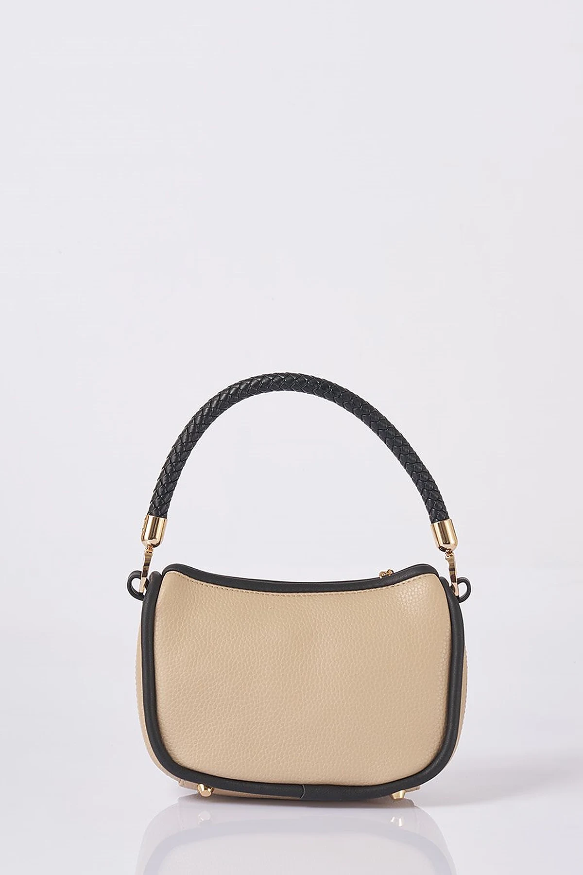 Hobo Bag with Logo Detail Cream-Black