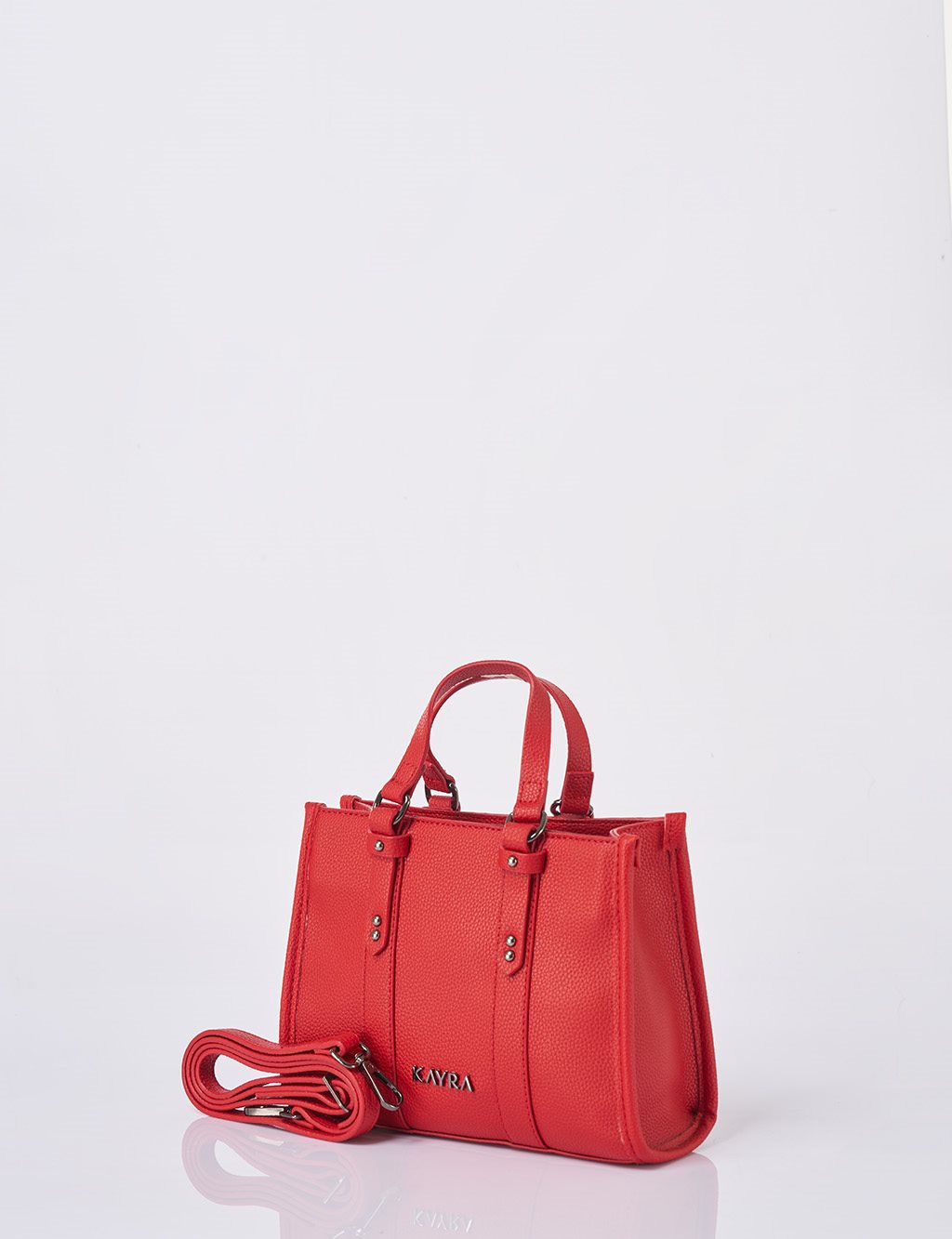 Shoulder Strap Snap Closure Faux Leather Tote Bag Red