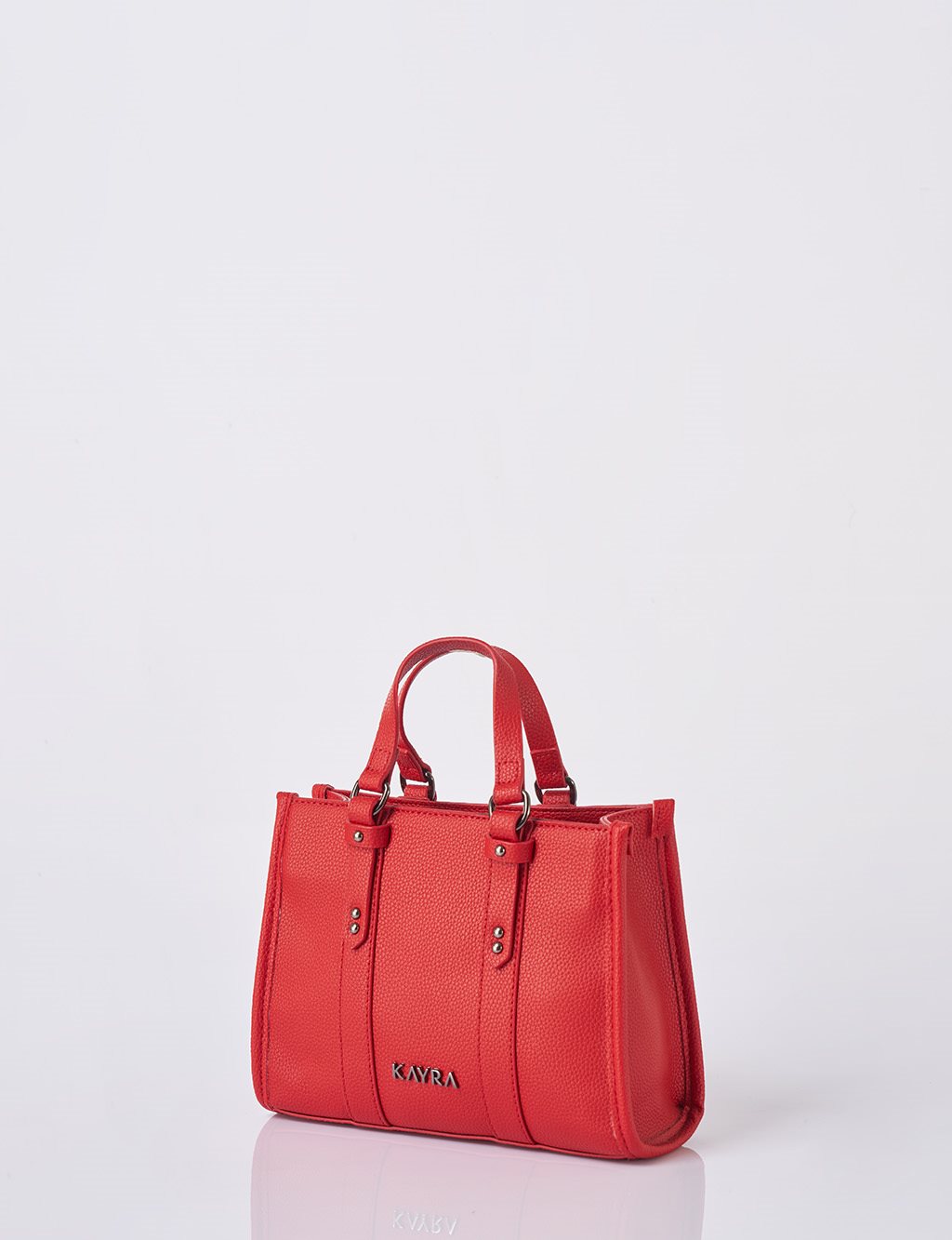 Shoulder Strap Snap Closure Faux Leather Tote Bag Red