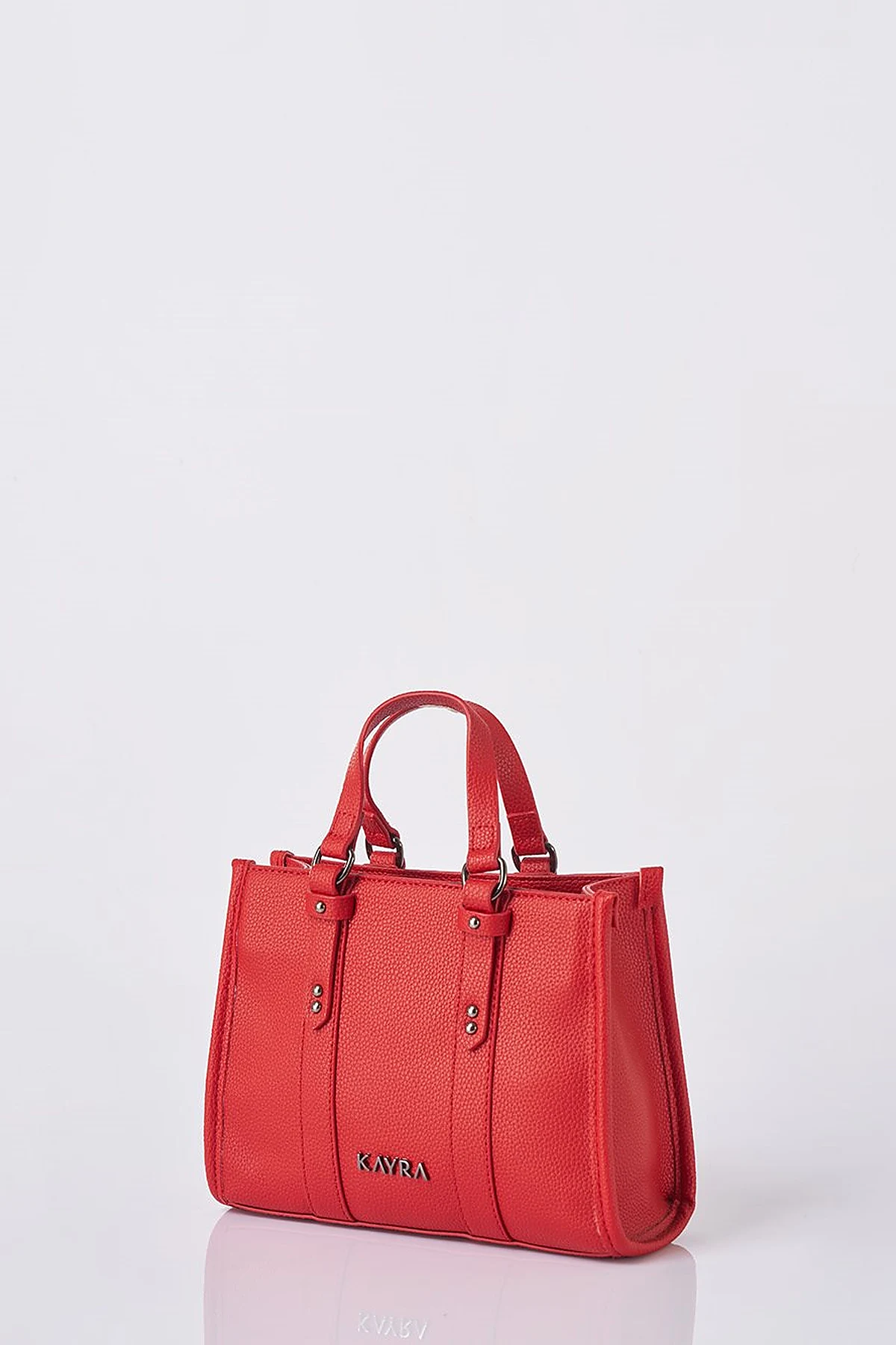 Shoulder Strap Snap Closure Faux Leather Tote Bag Red