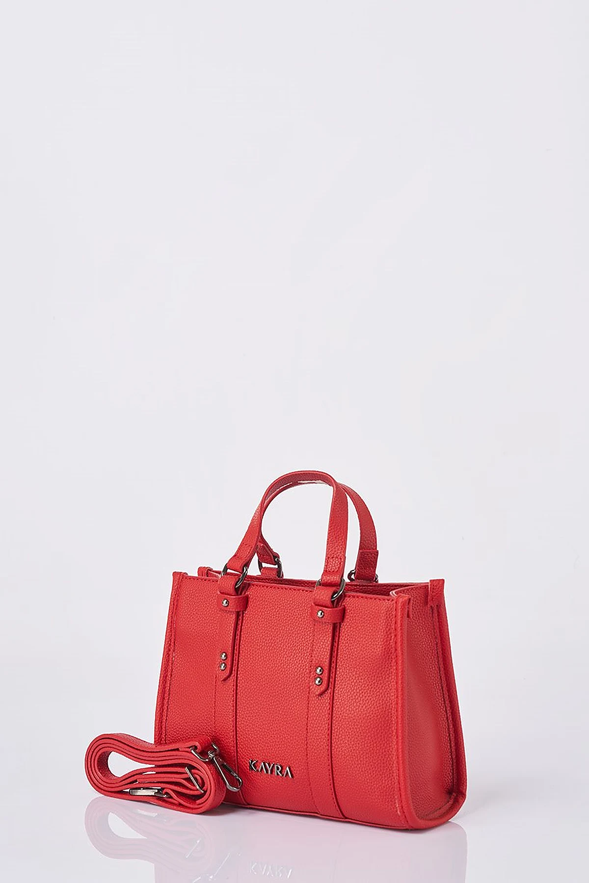 Shoulder Strap Snap Closure Faux Leather Tote Bag Red