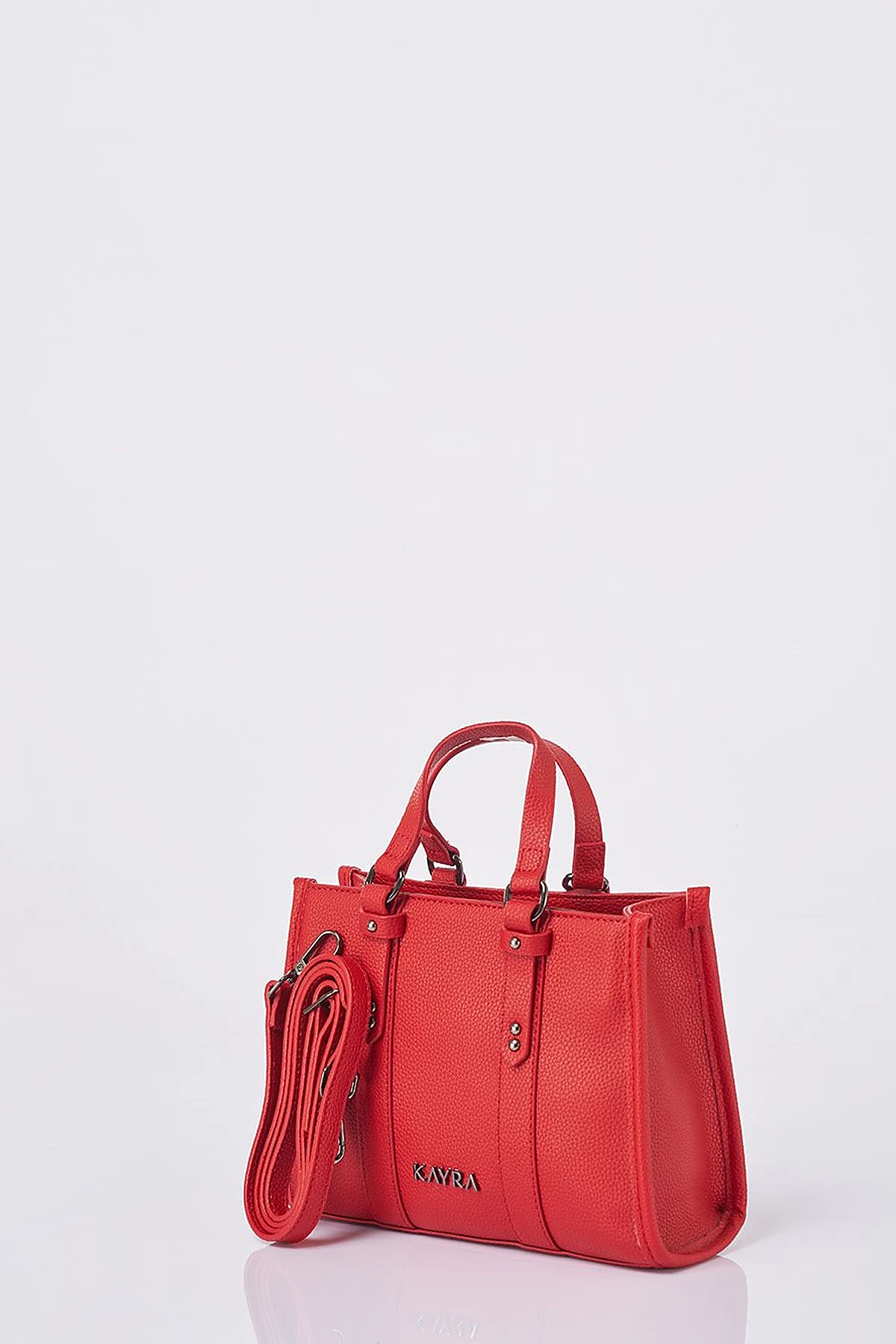 Shoulder Strap Snap Closure Faux Leather Tote Bag Red