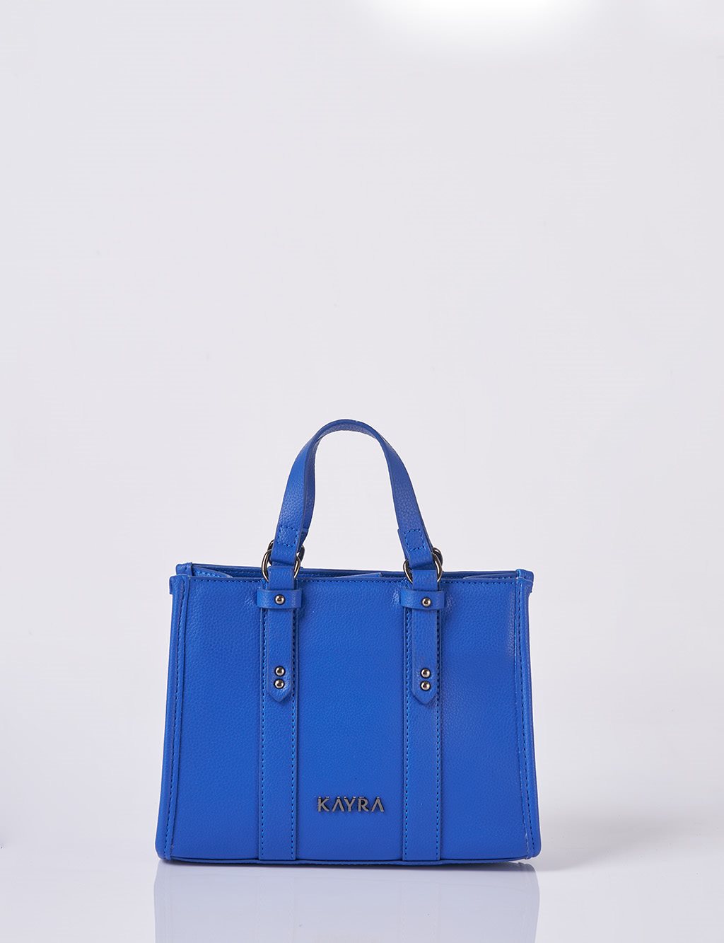 Shoulder Strap Snap Closure Faux Leather Tote Bag Sax