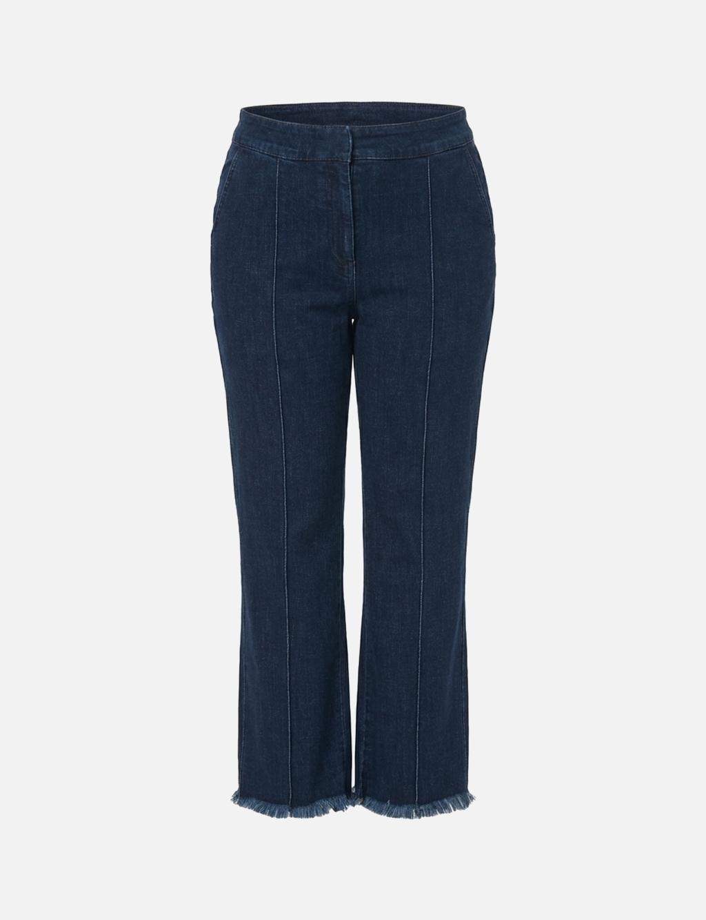 Topstitched Denim Pants in Navy Blue