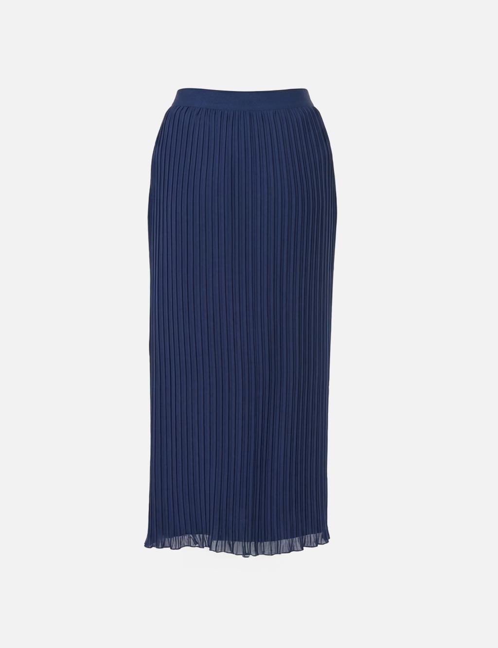 Pleated Chiffon Skirt Indigo
