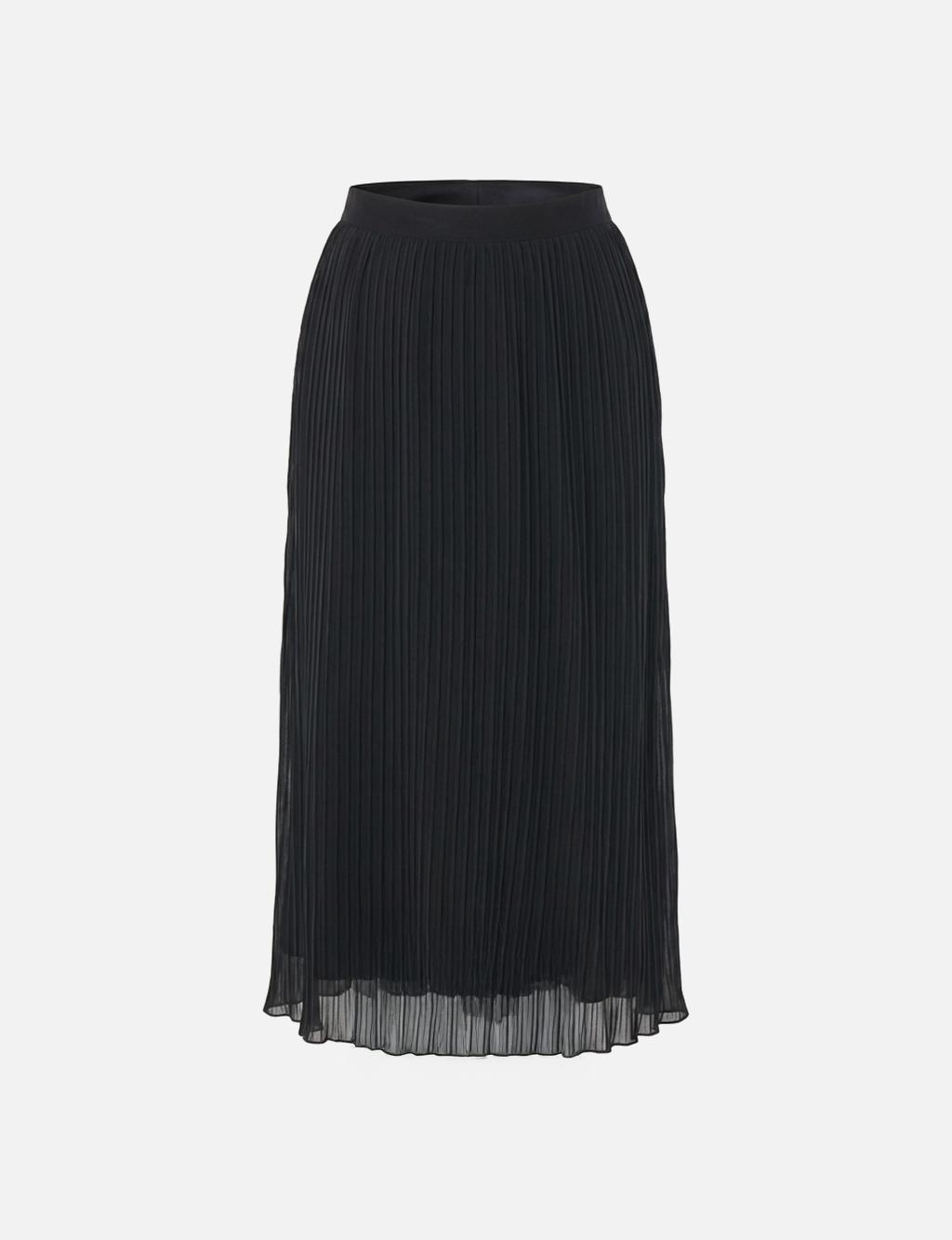 Pleated Chiffon Skirt Black