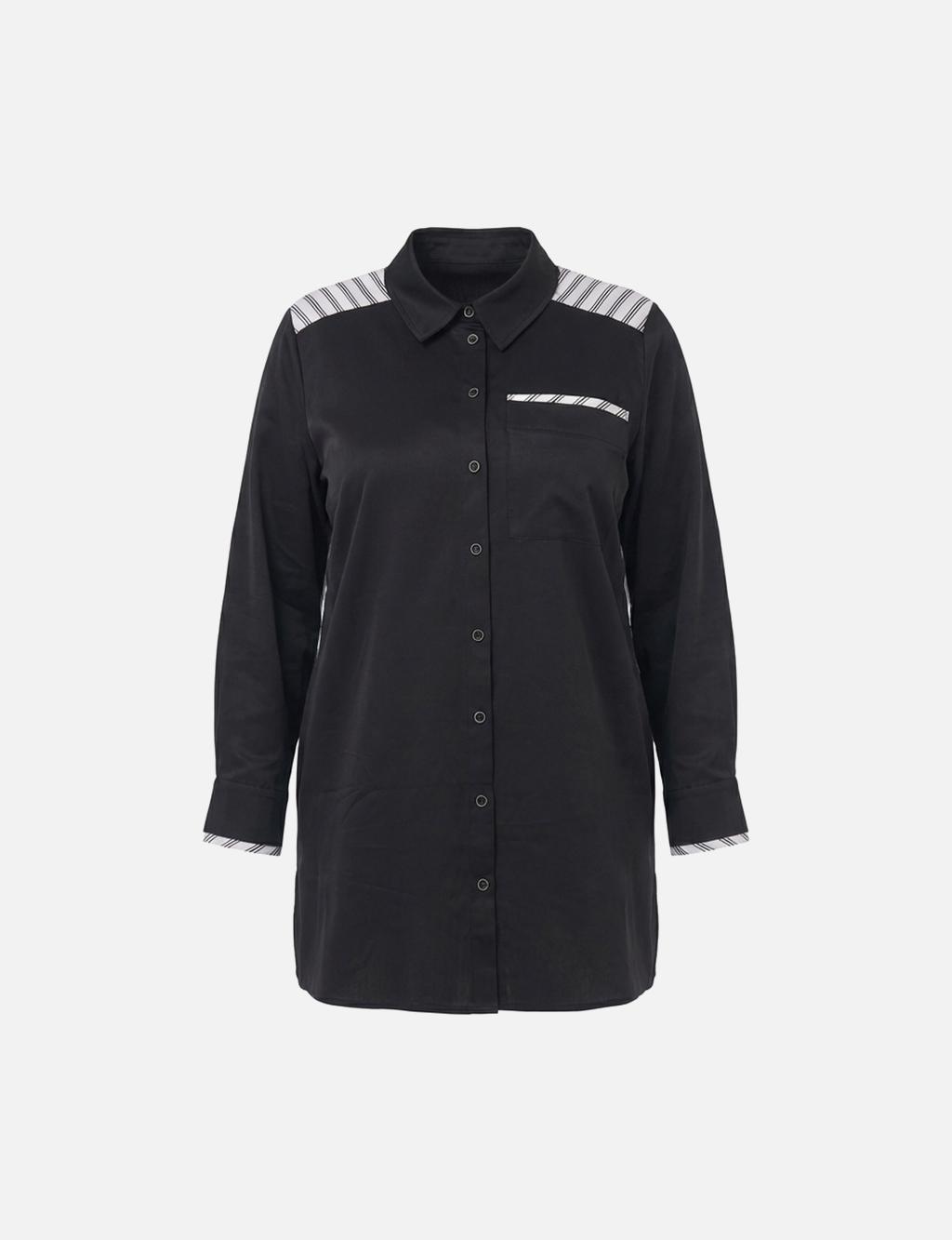 Striped Cotton Tunic Black