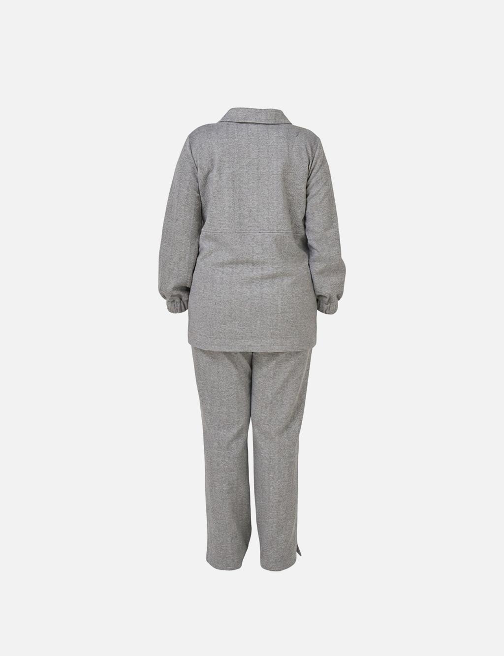 Brooch-Detail Relaxed-Fit Two-Piece Set Grey