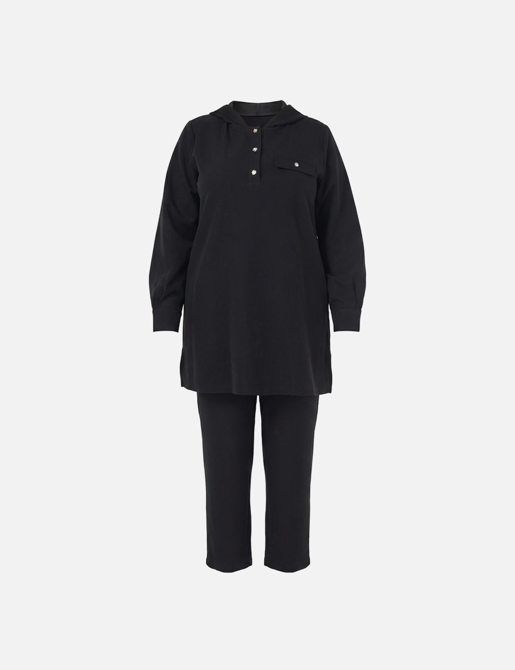 Relaxed-Fit Two-Piece Suit with Flap Pockets Black