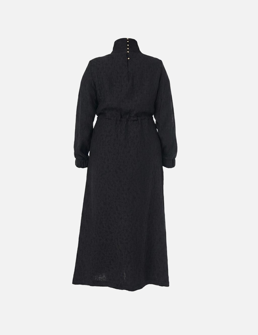 Patterned Lyocell Viscose Dress in Black