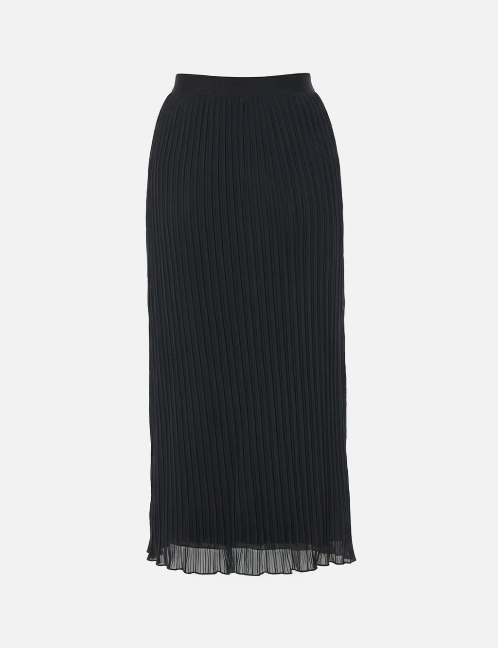 Pleated Chiffon Skirt Black