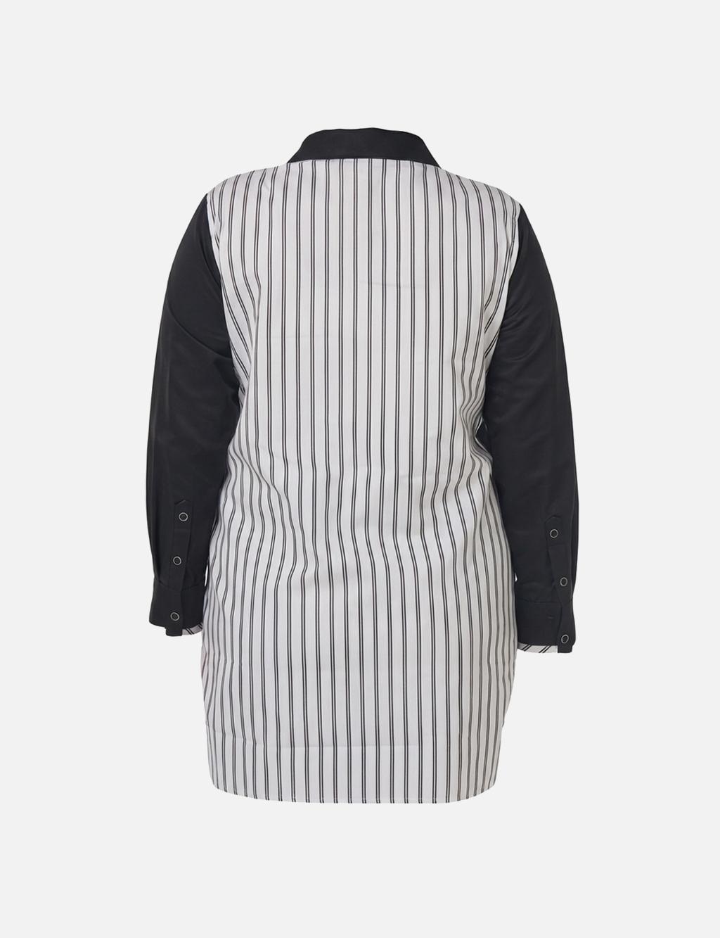 Striped Cotton Tunic Black