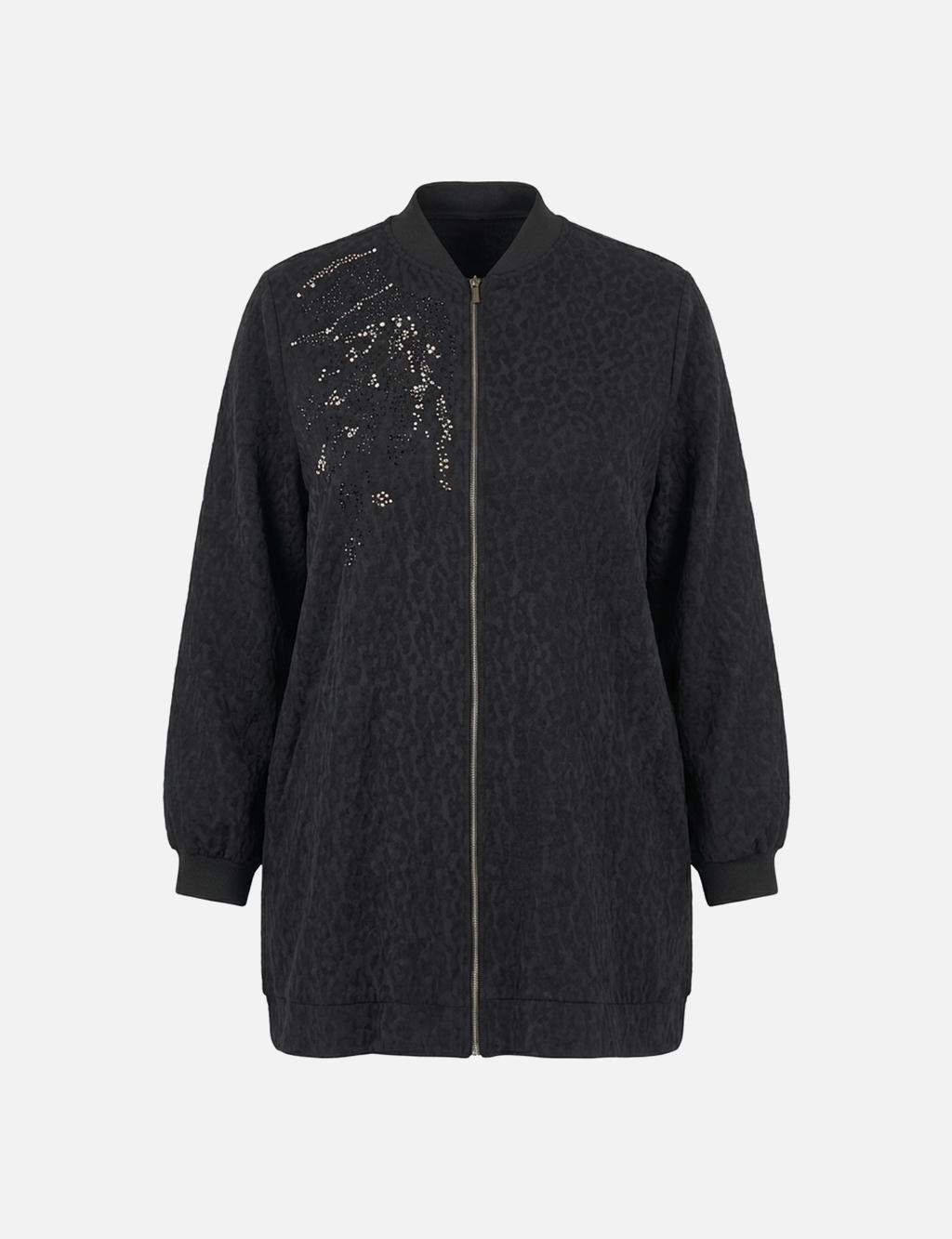 Leopard Pattern Embroidered Jacket Black