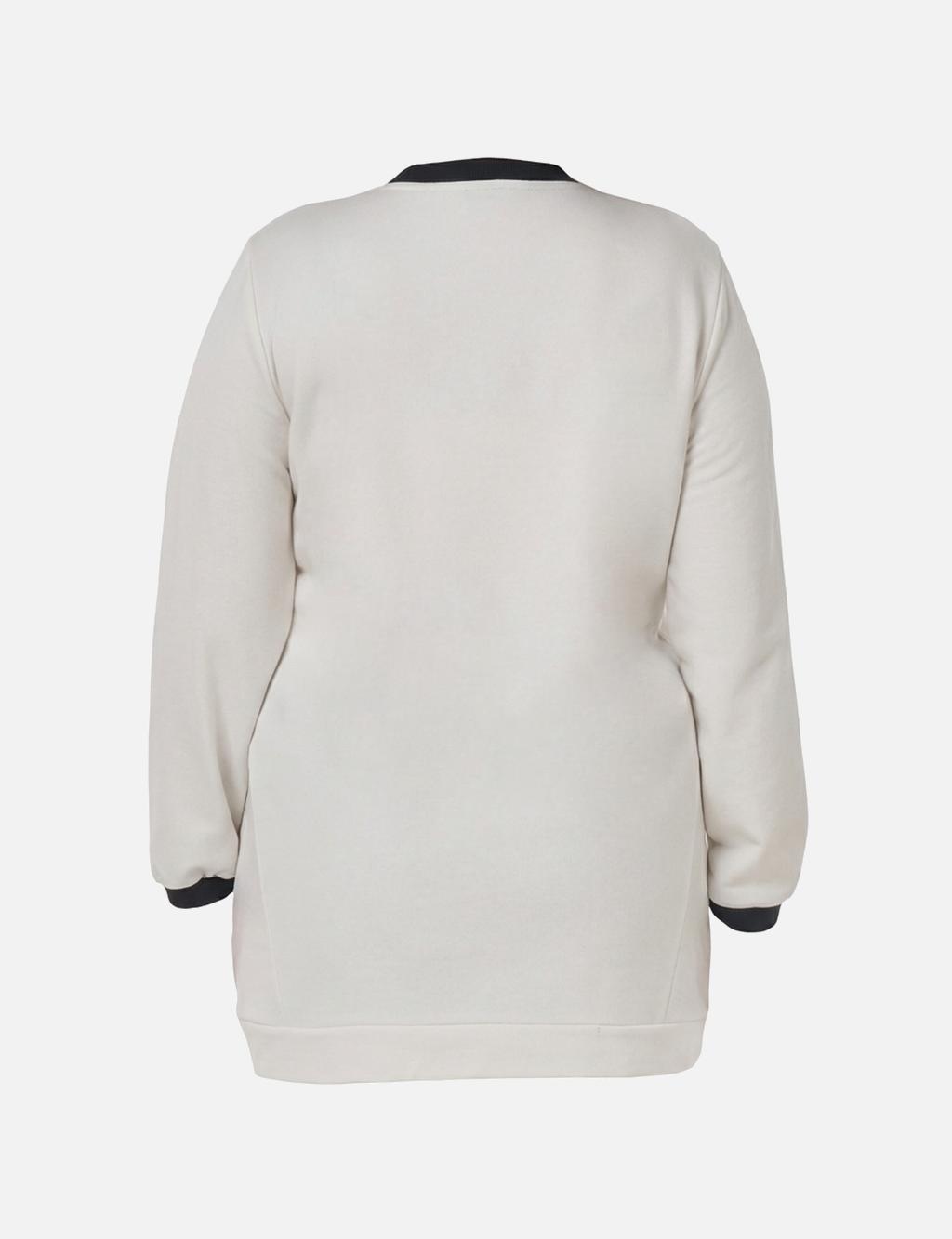 Contrast Striped Scuba Sweatshirt in Ecru