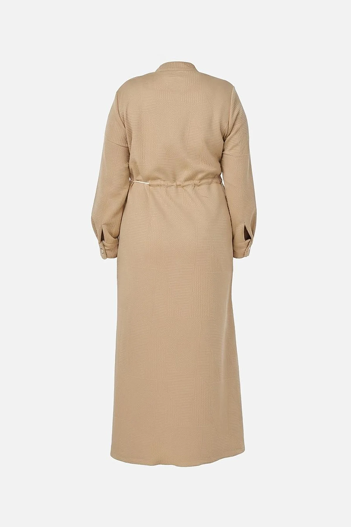 Patterned Relaxed-Cut Dress in Beige