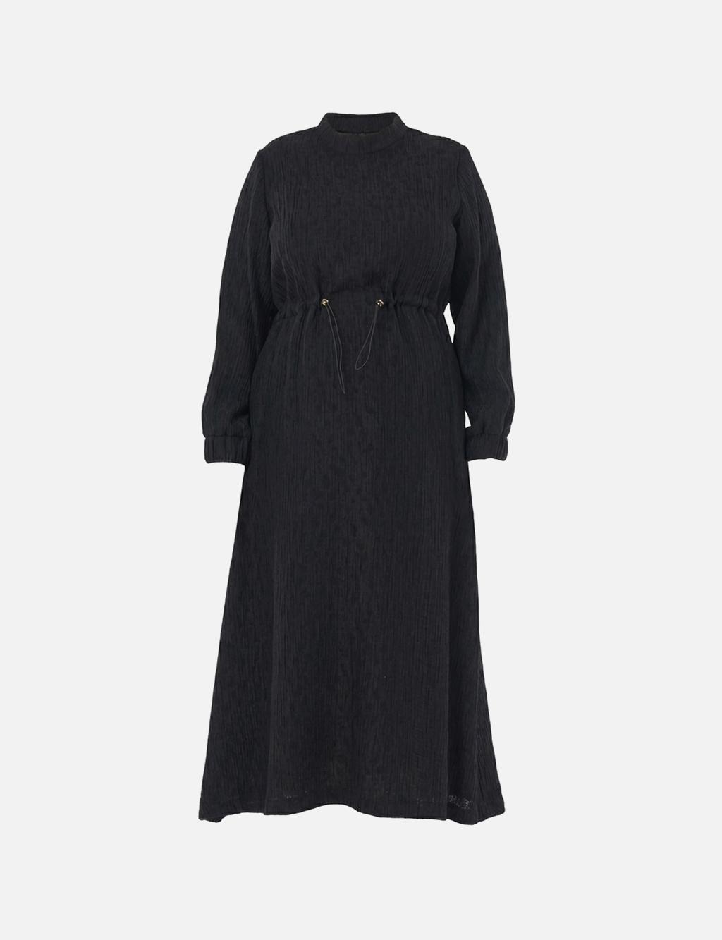 Patterned Lyocell Viscose Dress in Black