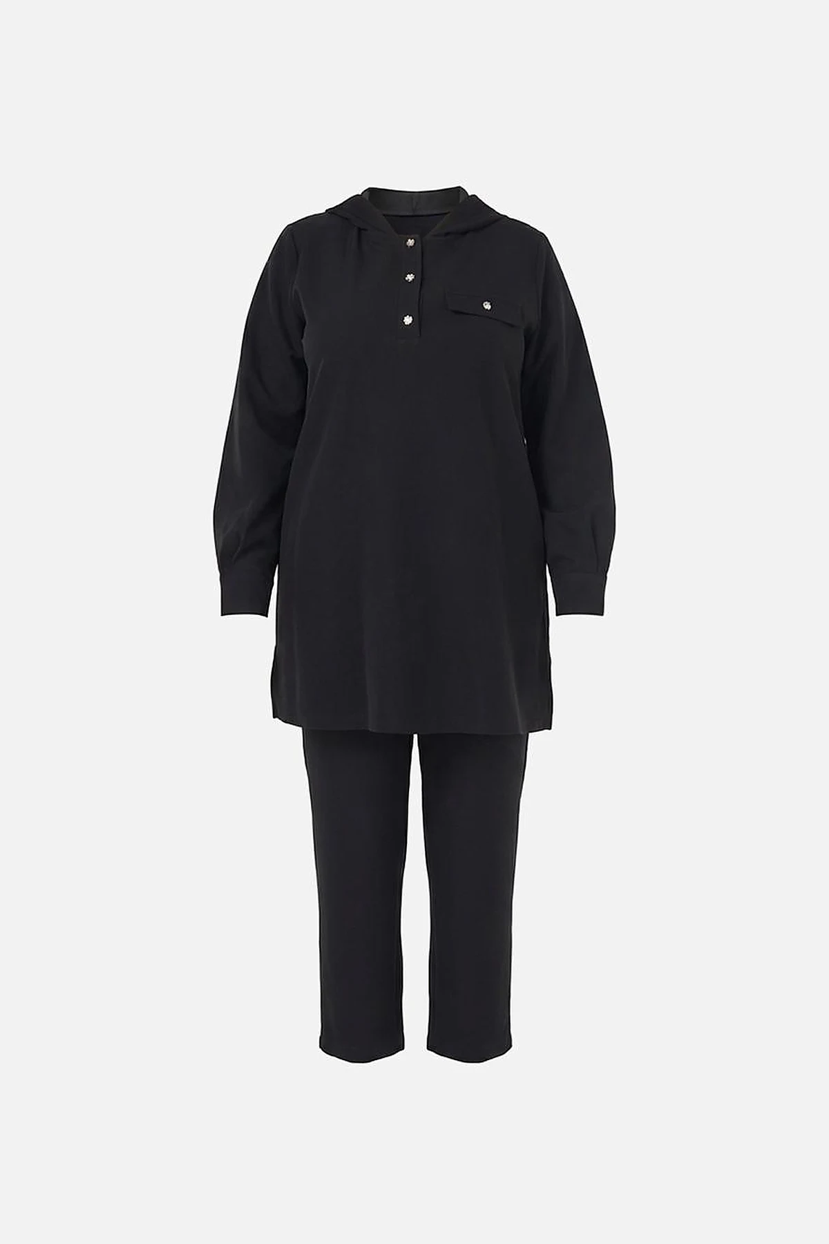 Relaxed-Fit Two-Piece Suit with Flap Pockets Black