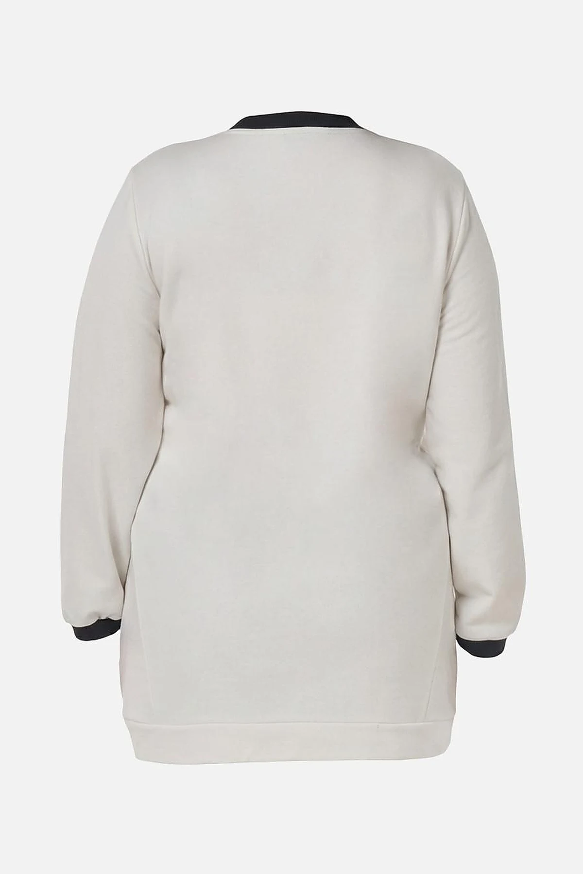 Kontrast Şeritli Scuba Sweatshirt Ekru