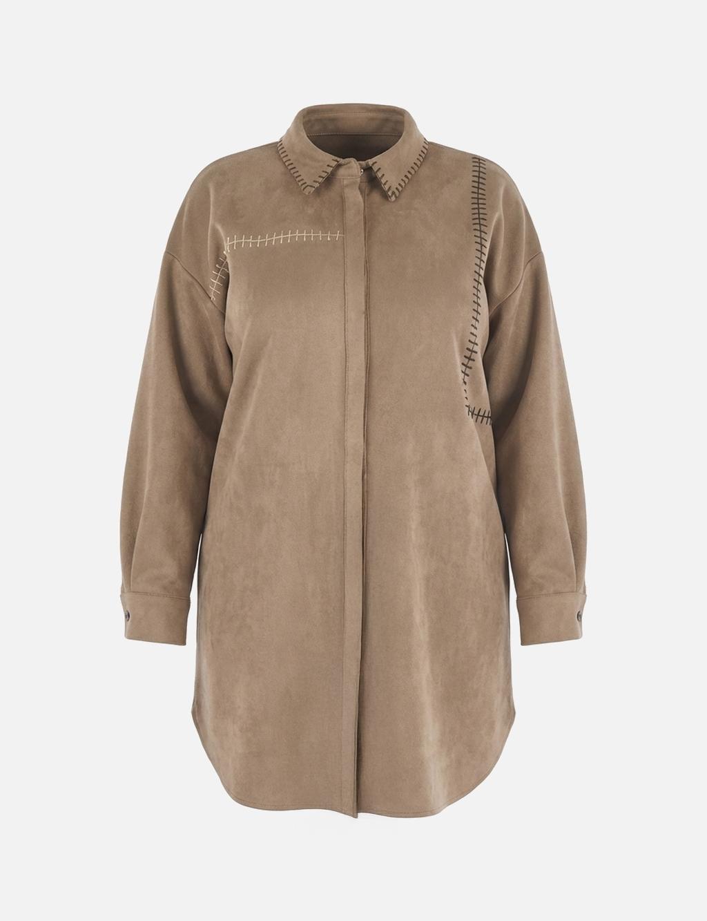 Topstitch Suede Tunic in Mink