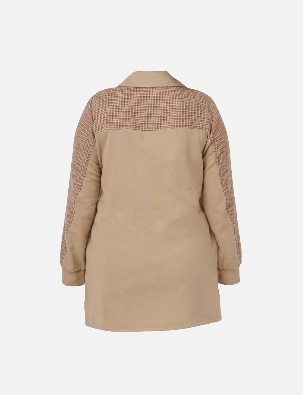 Check-Trimmed Three-Thread Sweatshirt in Beige