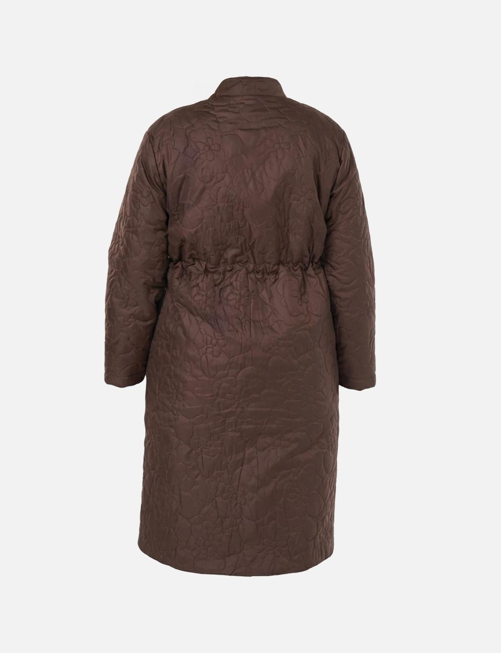 Drawstring Waist Quilted Jacket in Dark Brown