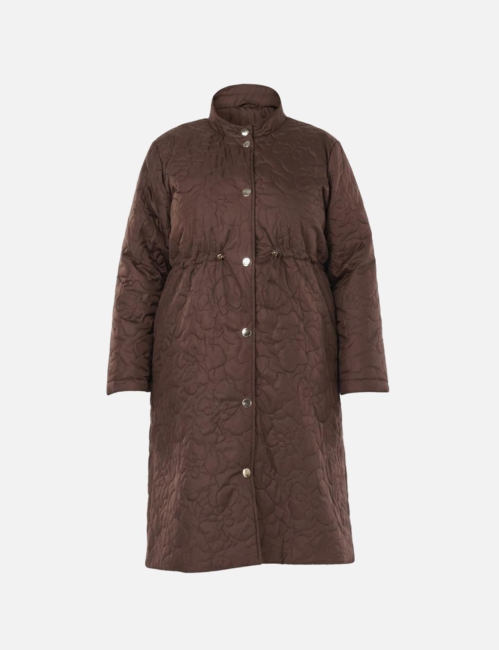 Drawstring Waist Quilted Jacket in Dark Brown