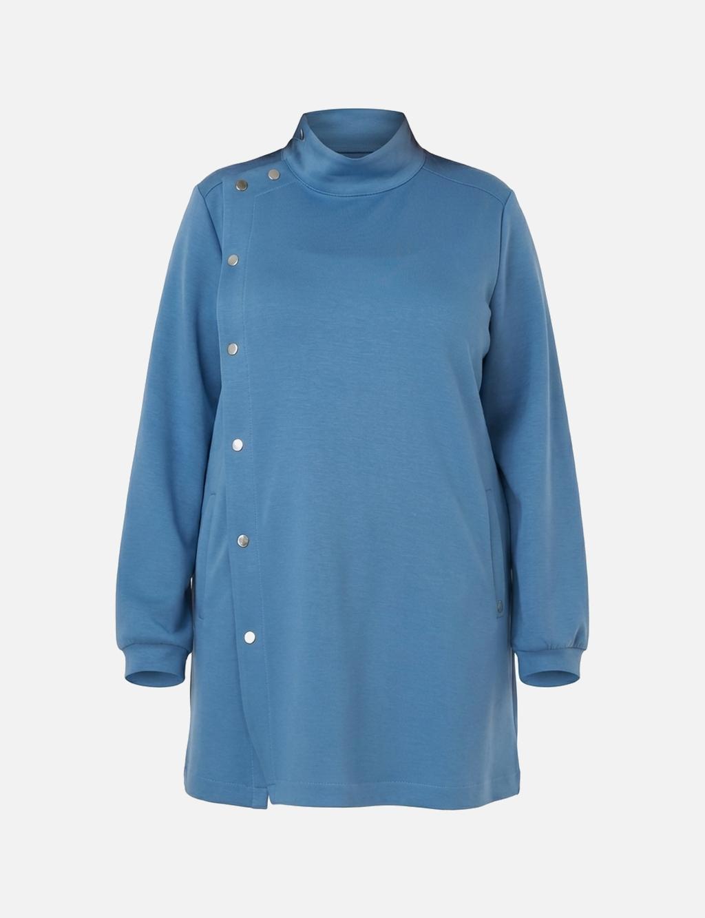 Stand Collar Scuba Sweatshirt in Crown Blue