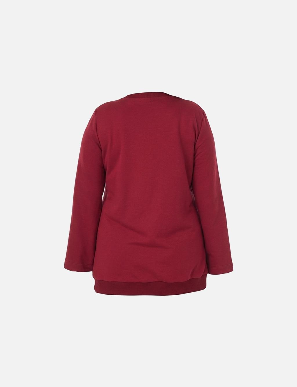 Three-Thread Appliqué Sweatshirt in Burgundy